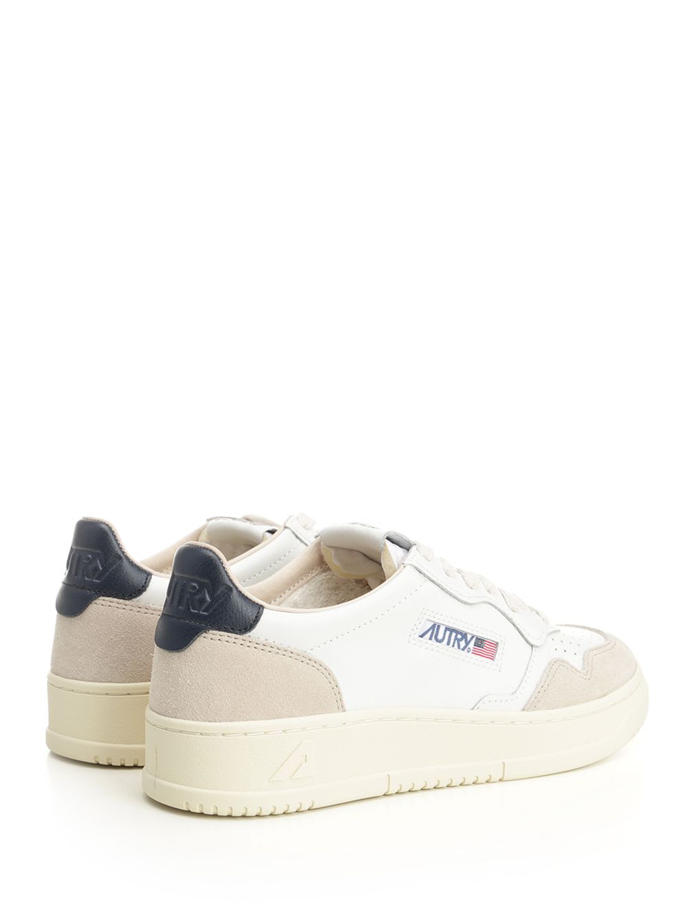 Autry Medalist White Low Top Sneakers With Blue Suede Details In Leather Woman In Nude