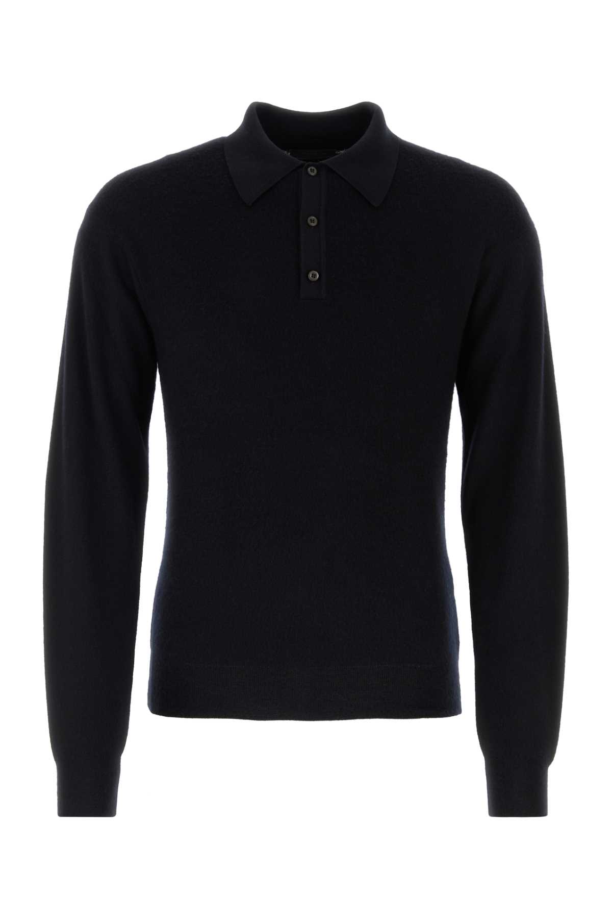 Shop Prada Black Cashmere Blend Polo Shirt In Nero