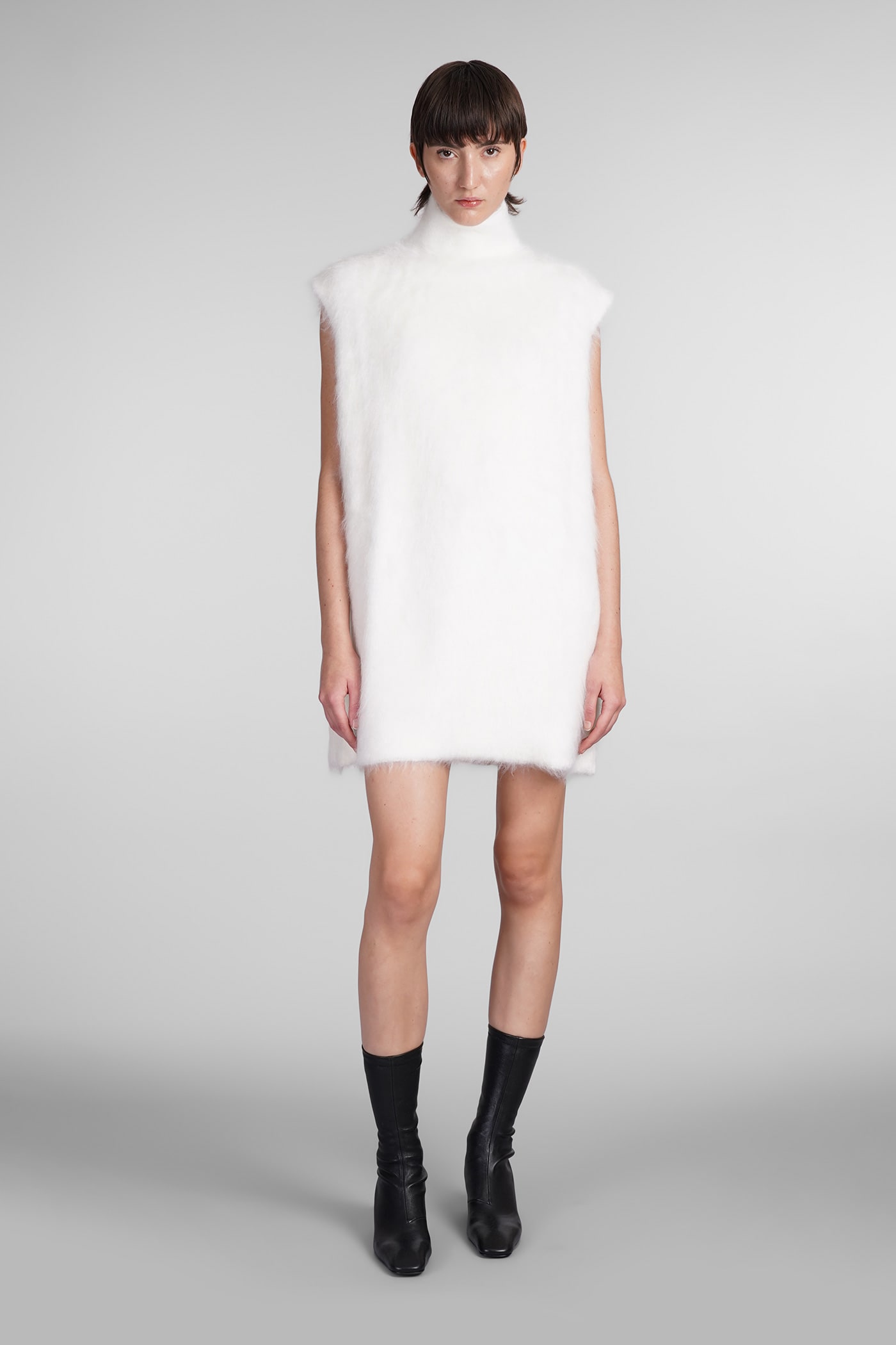 Shop Marni Dress In Beige Mohair