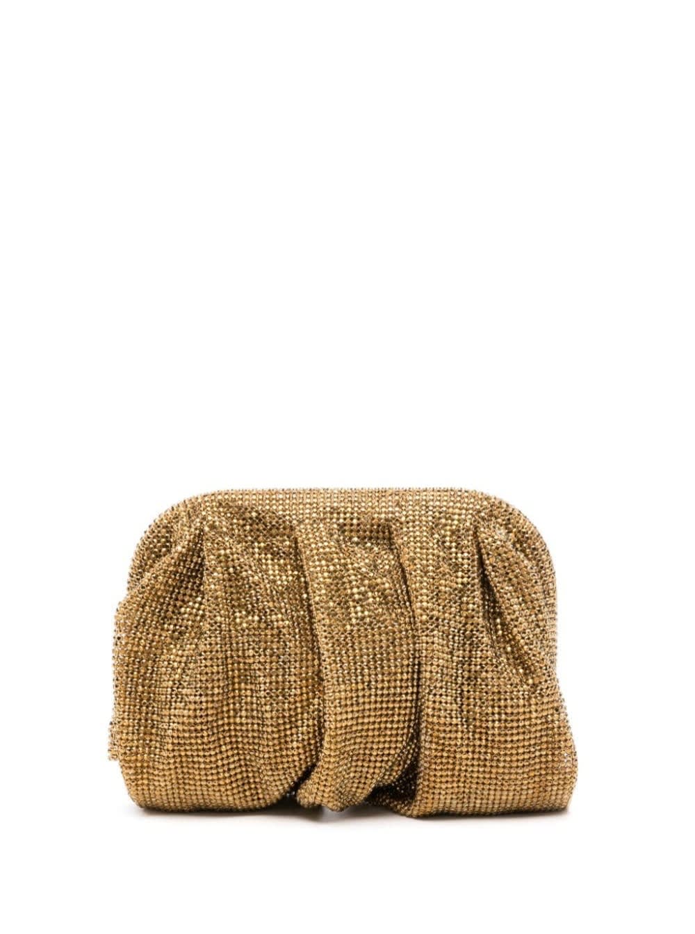 venus La Petite Gold Clutch Bag In Fabric With Allover Crystals Woman