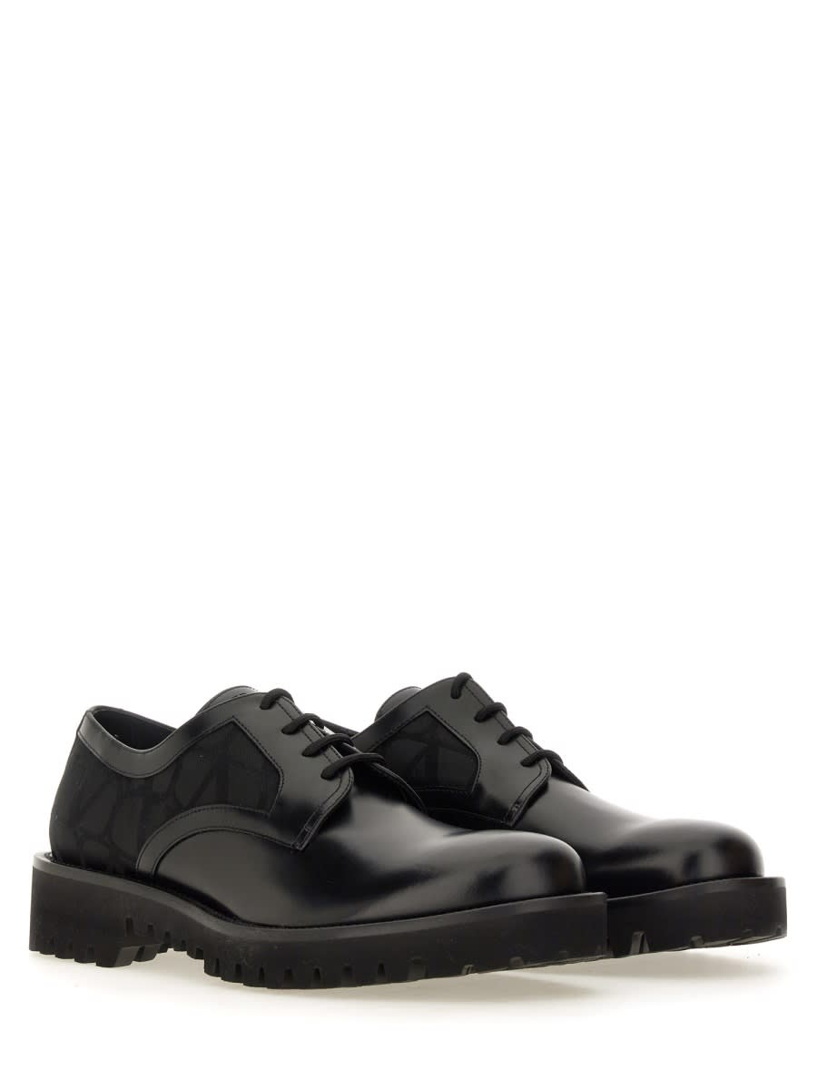 Valentino Garavani Derby Toile Loafers In Black