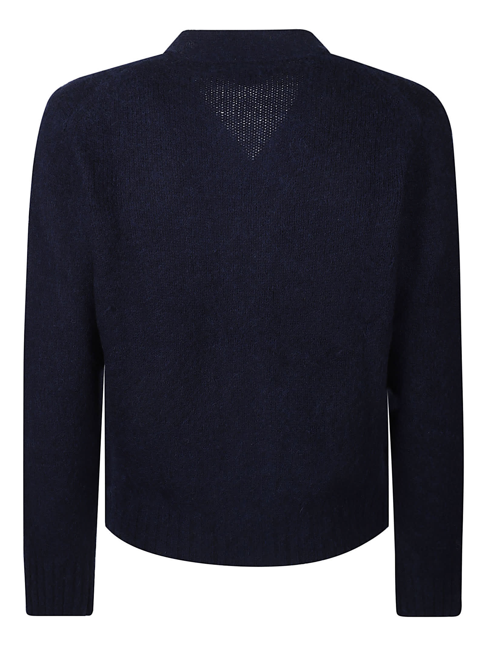 Shop Aspesi Knitted Cardigan In Navy