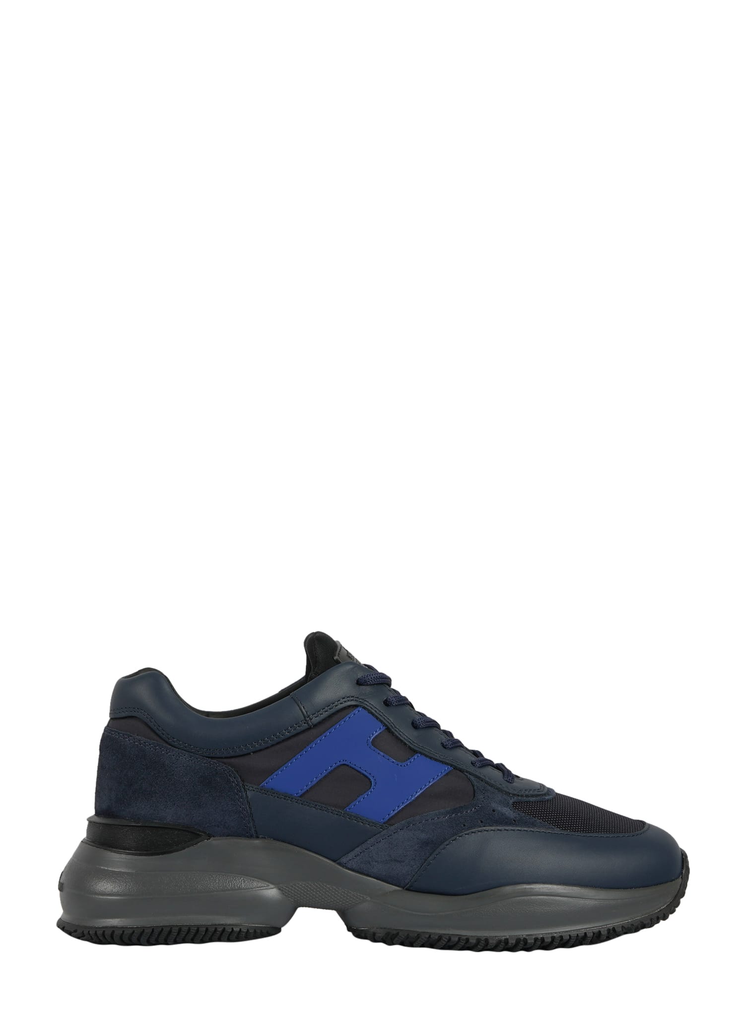 Hogan Sneaker Interaction In Pelle Liscia E Suede Blu In Blue