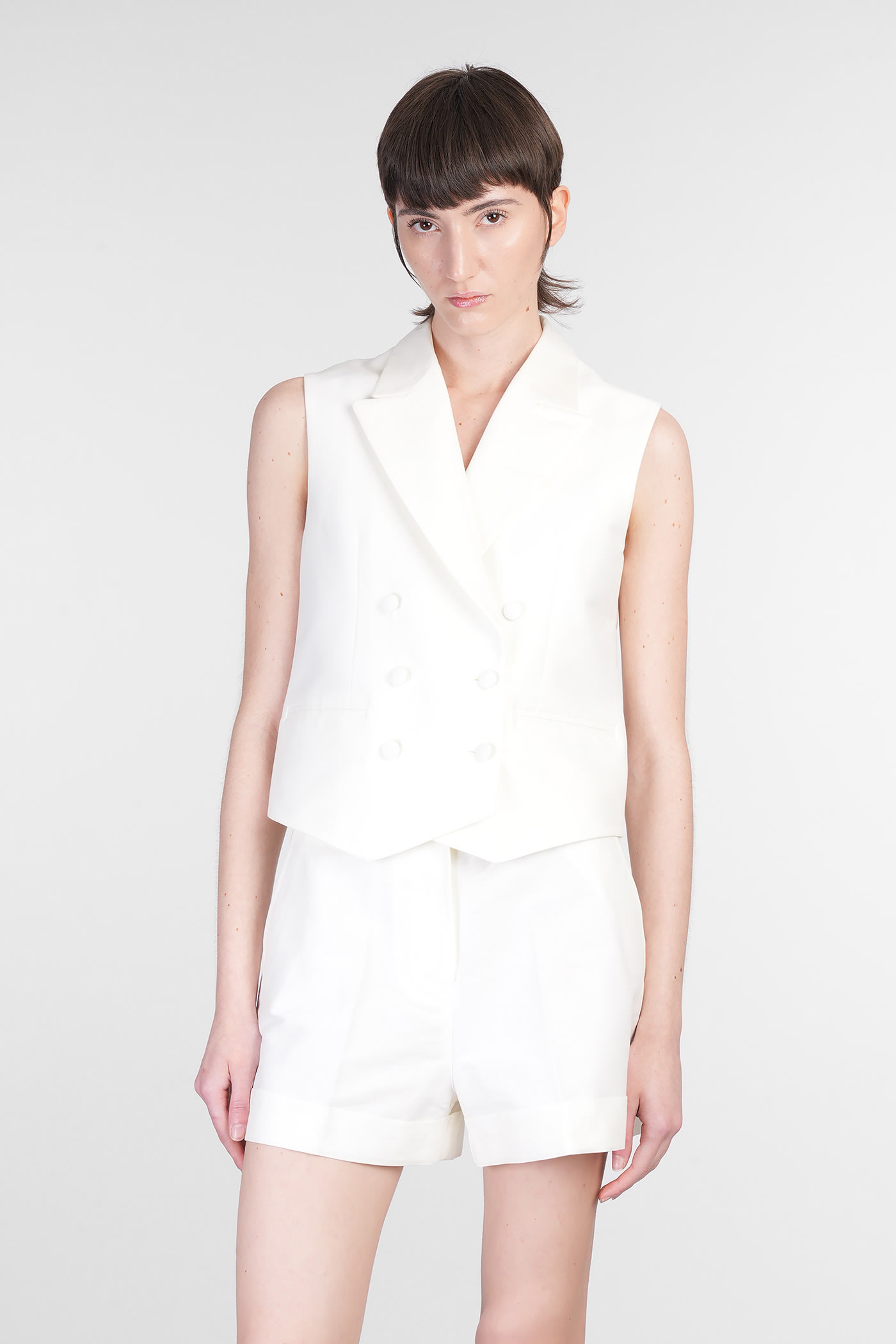 Vest In Beige Cotton