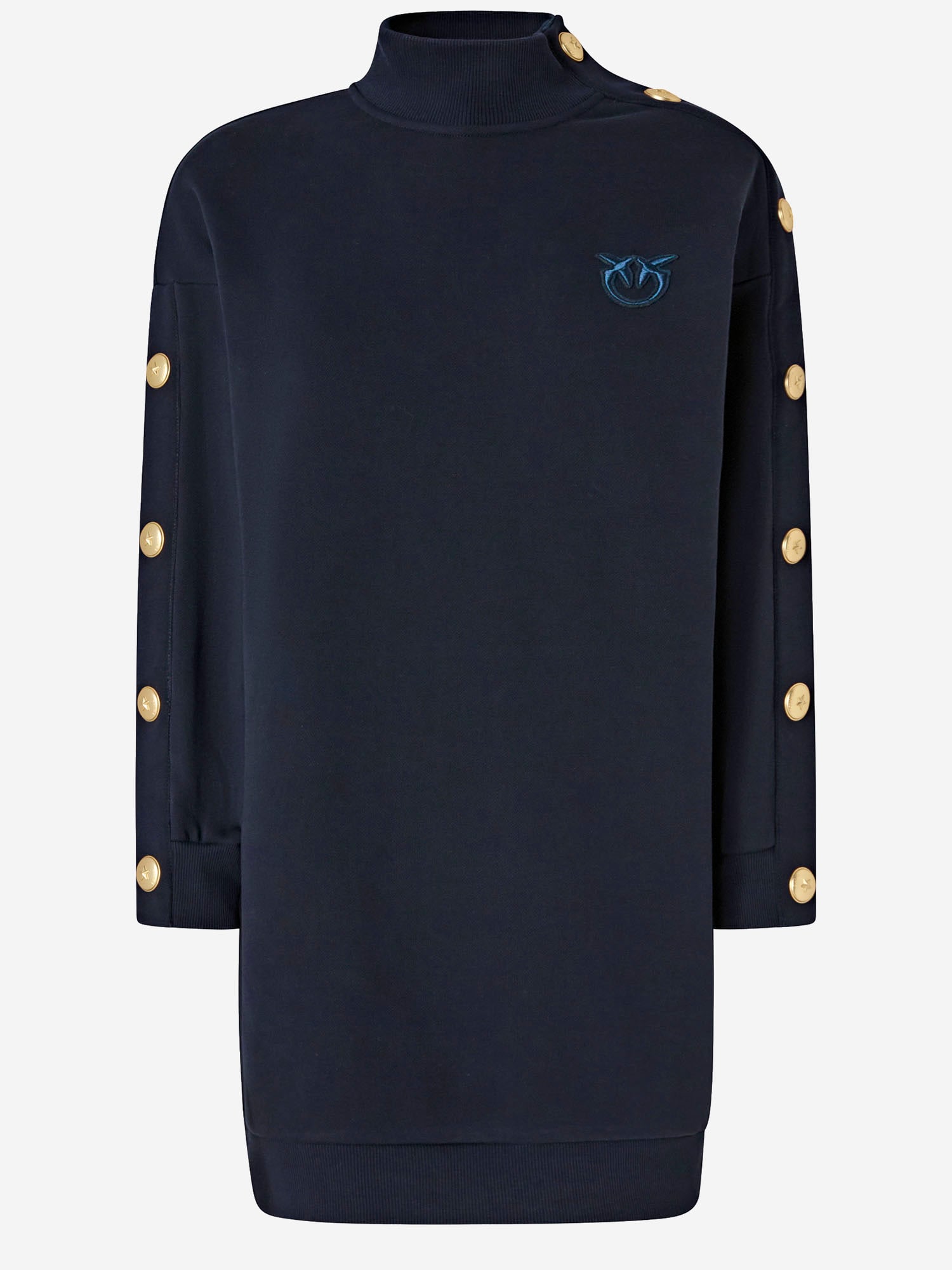Pinko Maxi Cotton Sweater With Buttons In Blue