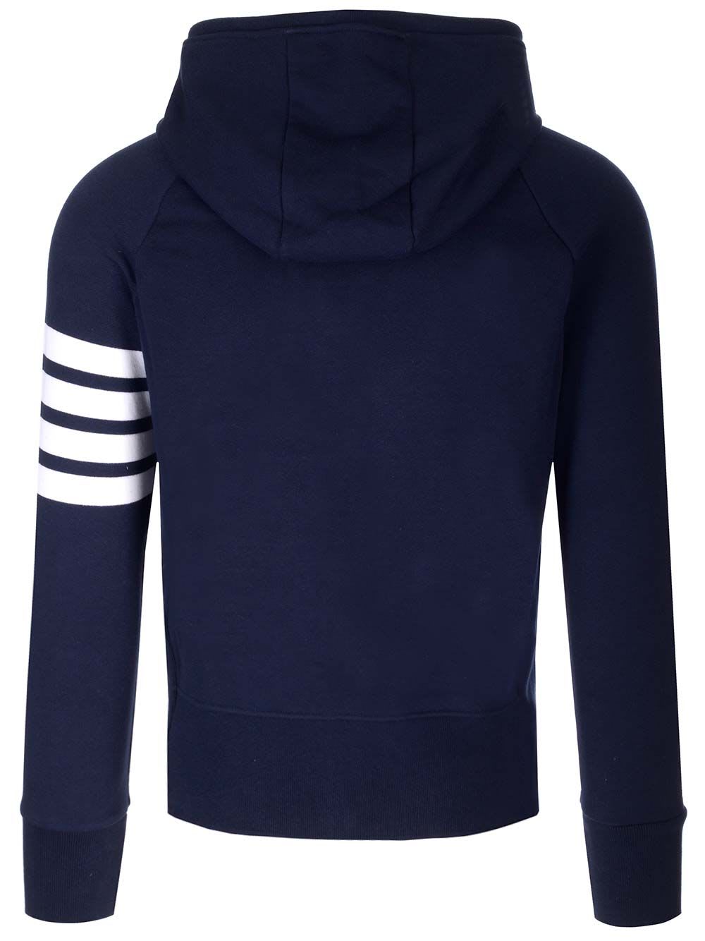 Shop Thom Browne Blue 4-bar Full-zip Hoodie