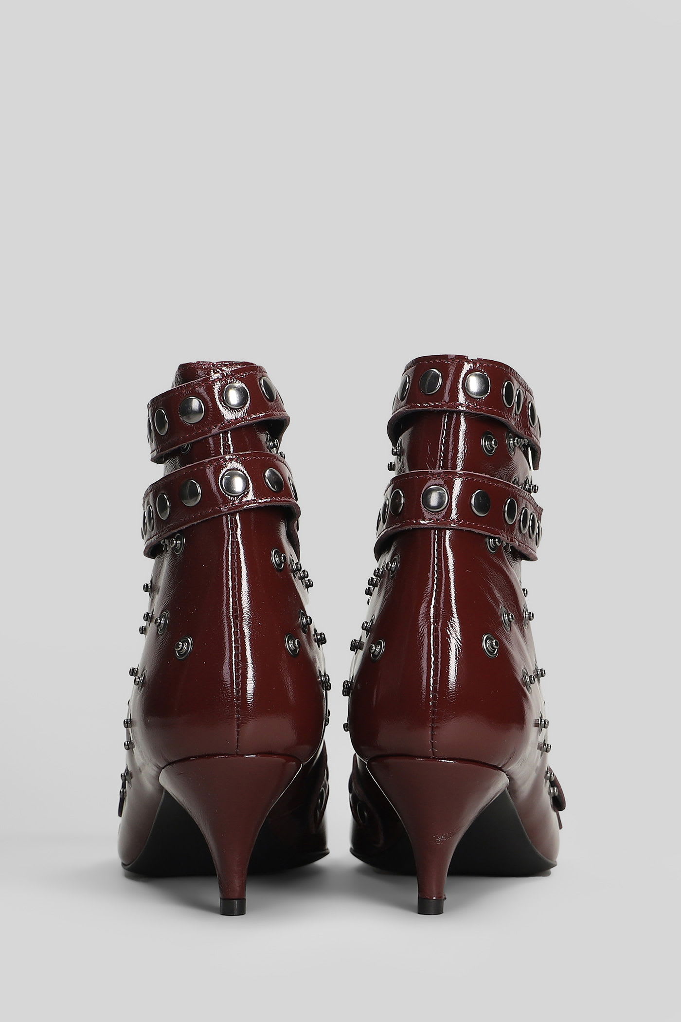 Alchimia High Heels Ankle Boots In Bordeaux Leather In Burgundy