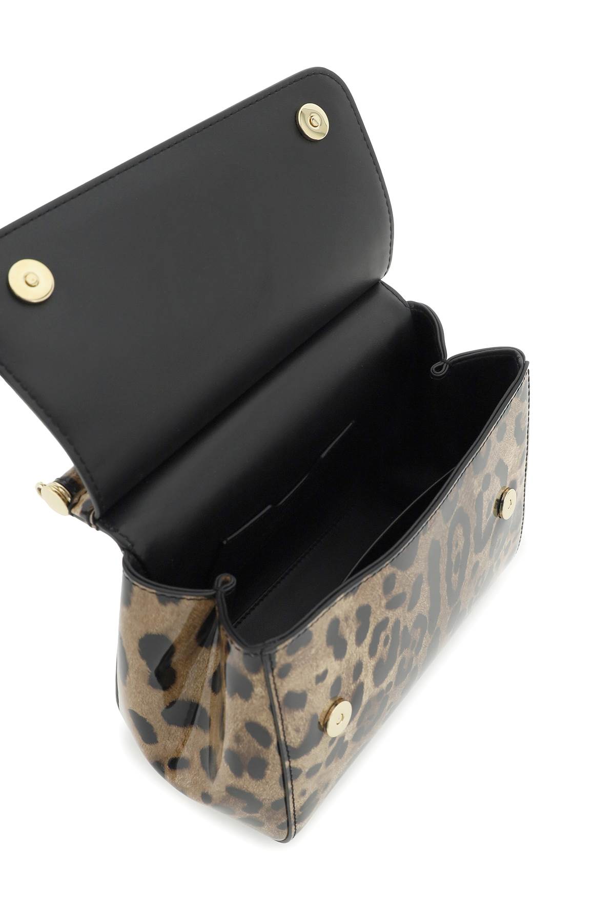 Shop Dolce & Gabbana Patent Leather Sicily Handbag In Leo