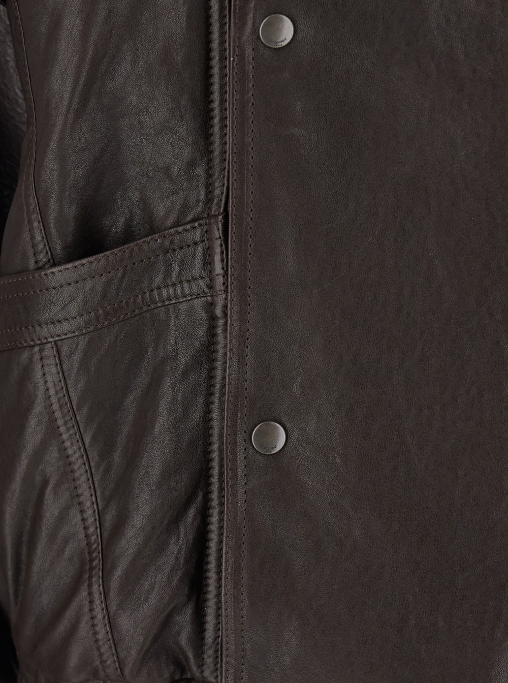 Saint Laurent Brown Bomber Jacket With Mandarin Collar And Elastic Waist In Leather Woman In Brown
