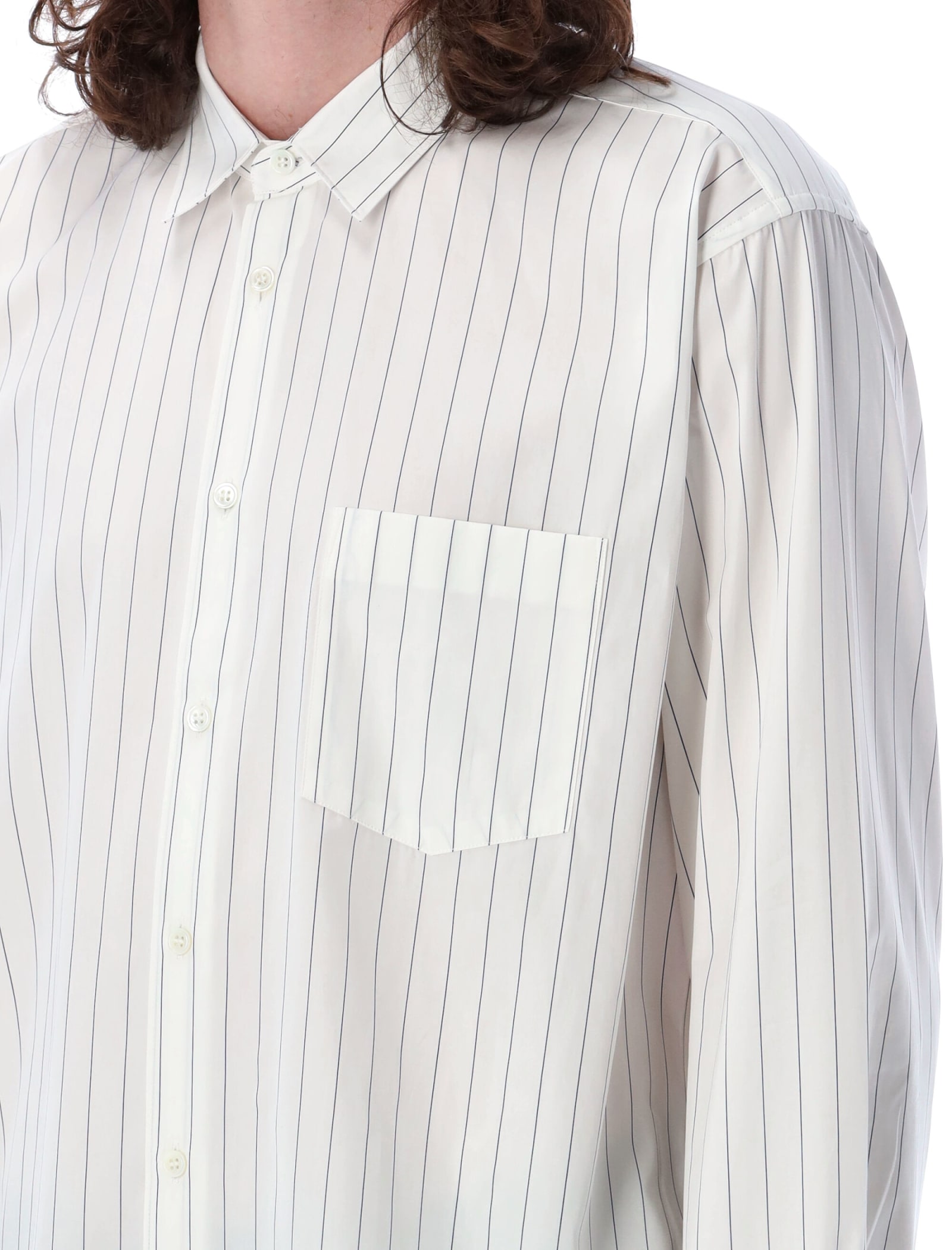 Shop Comme Des Garçons Shirt Striped Shirt In White Navy