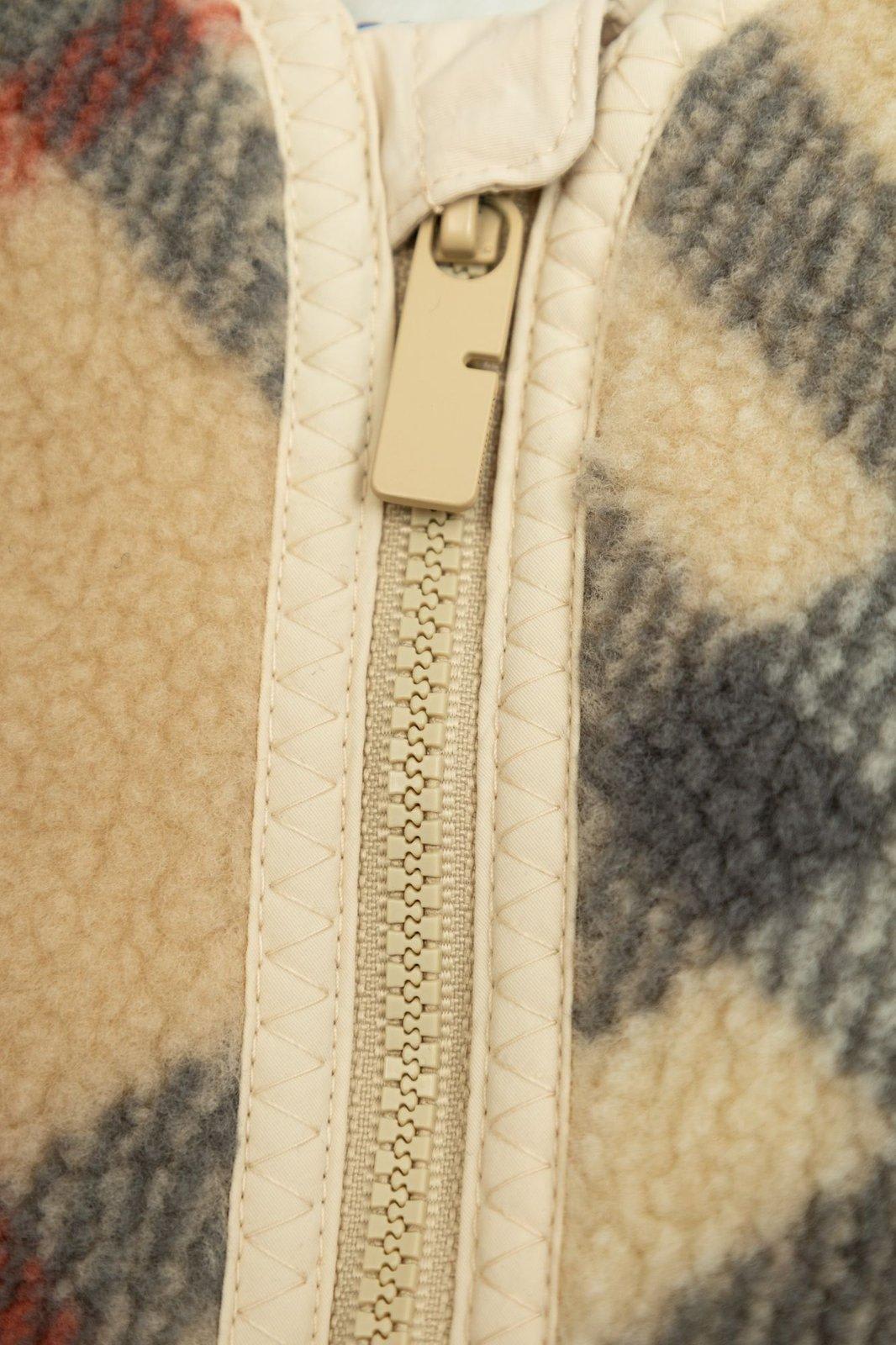 Burberry Checked Zipped Fleece Jacket In Multicolour