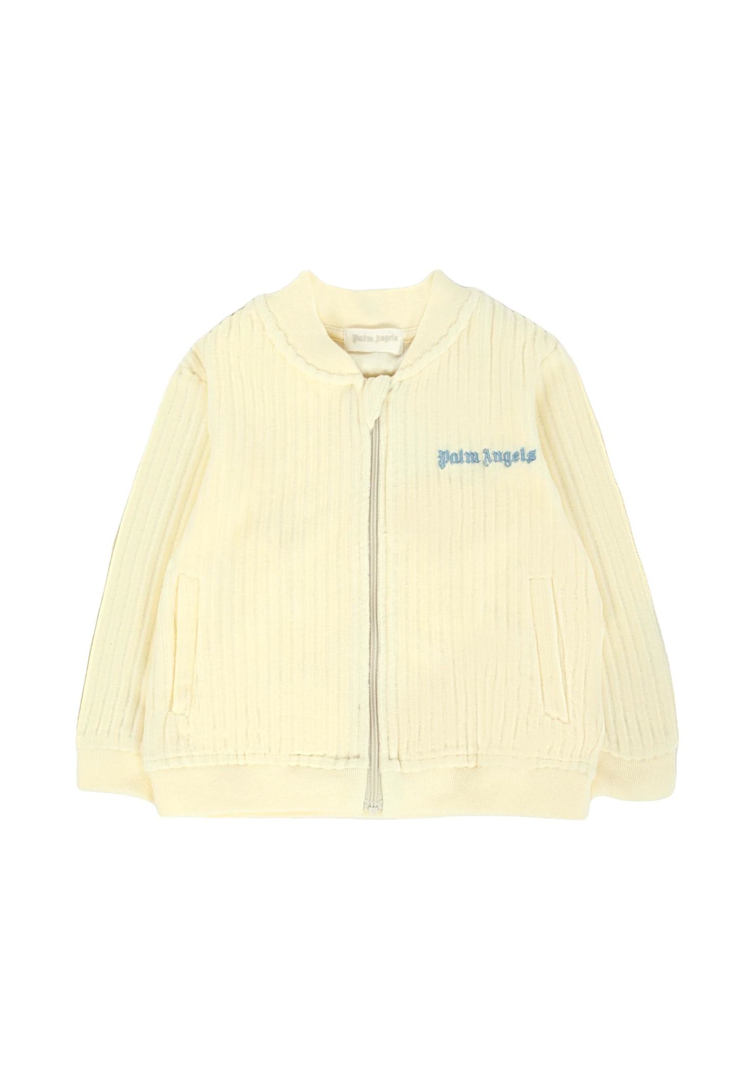 Palm Angels Ivory Sweatshirt For Baby Boy With Logo In Yellow