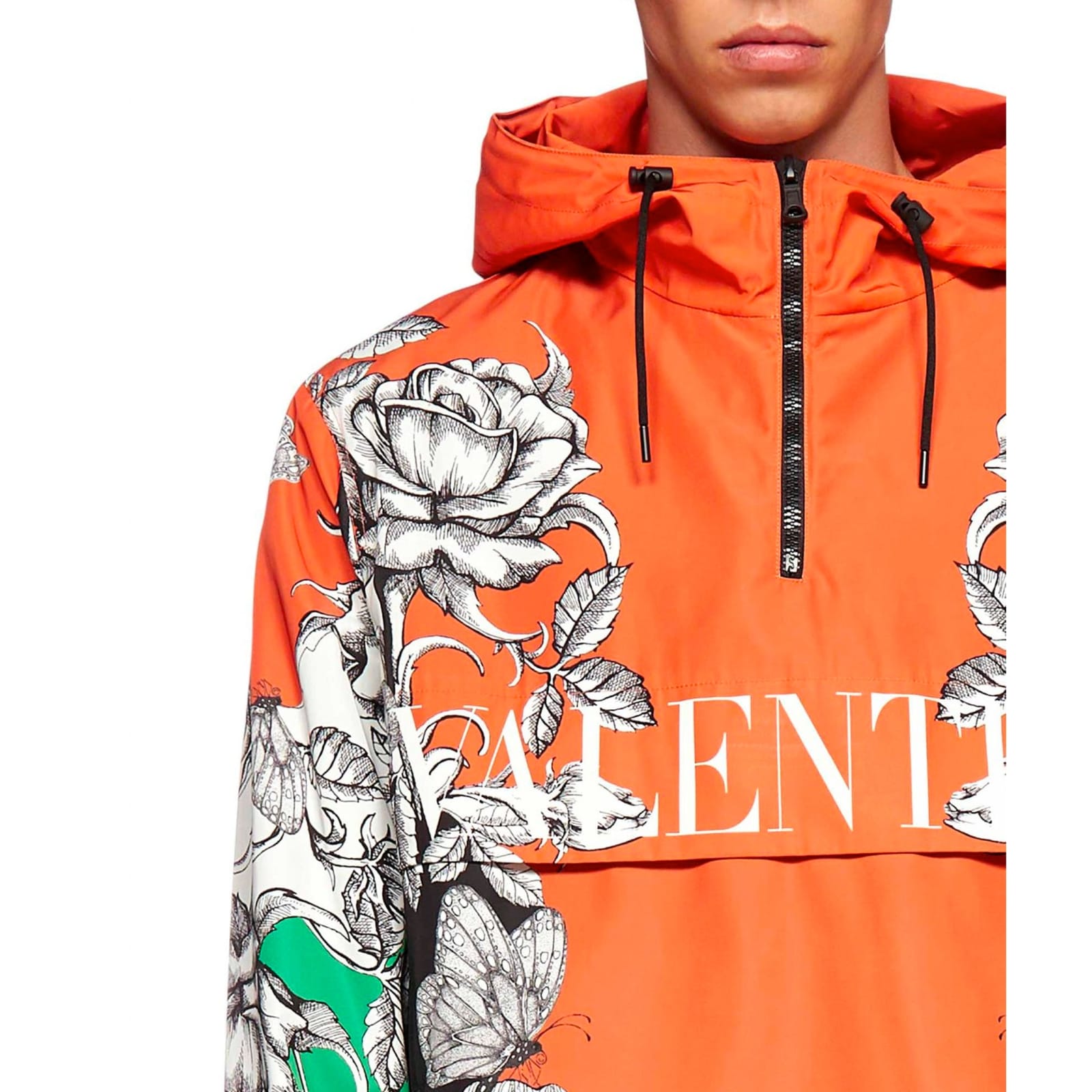Shop Valentino Windbreaker Jacket In Orange