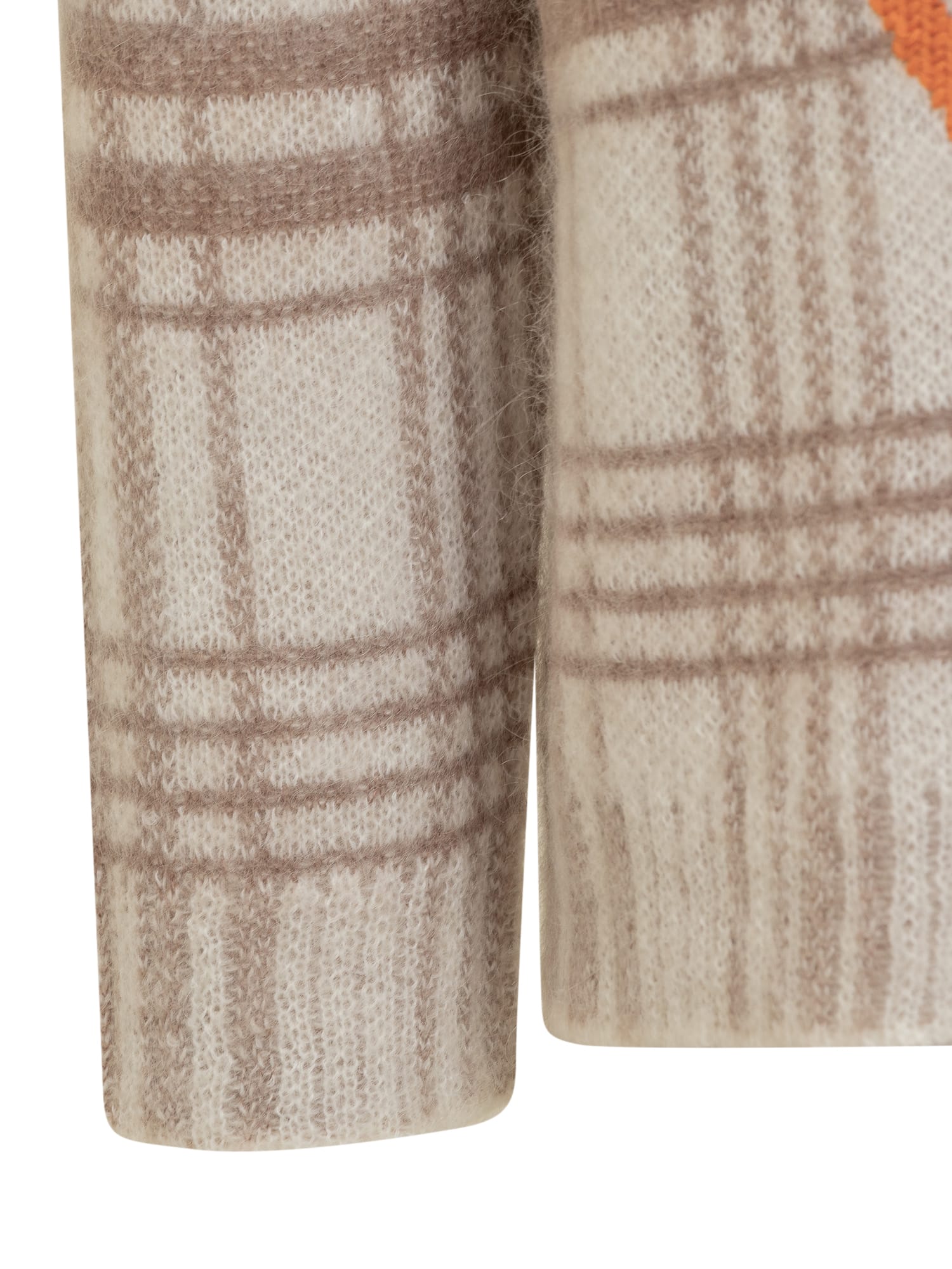 Jw Anderson J.w. Anderson White, Brown And Orange Wool Blend Jumper In Off White/brown