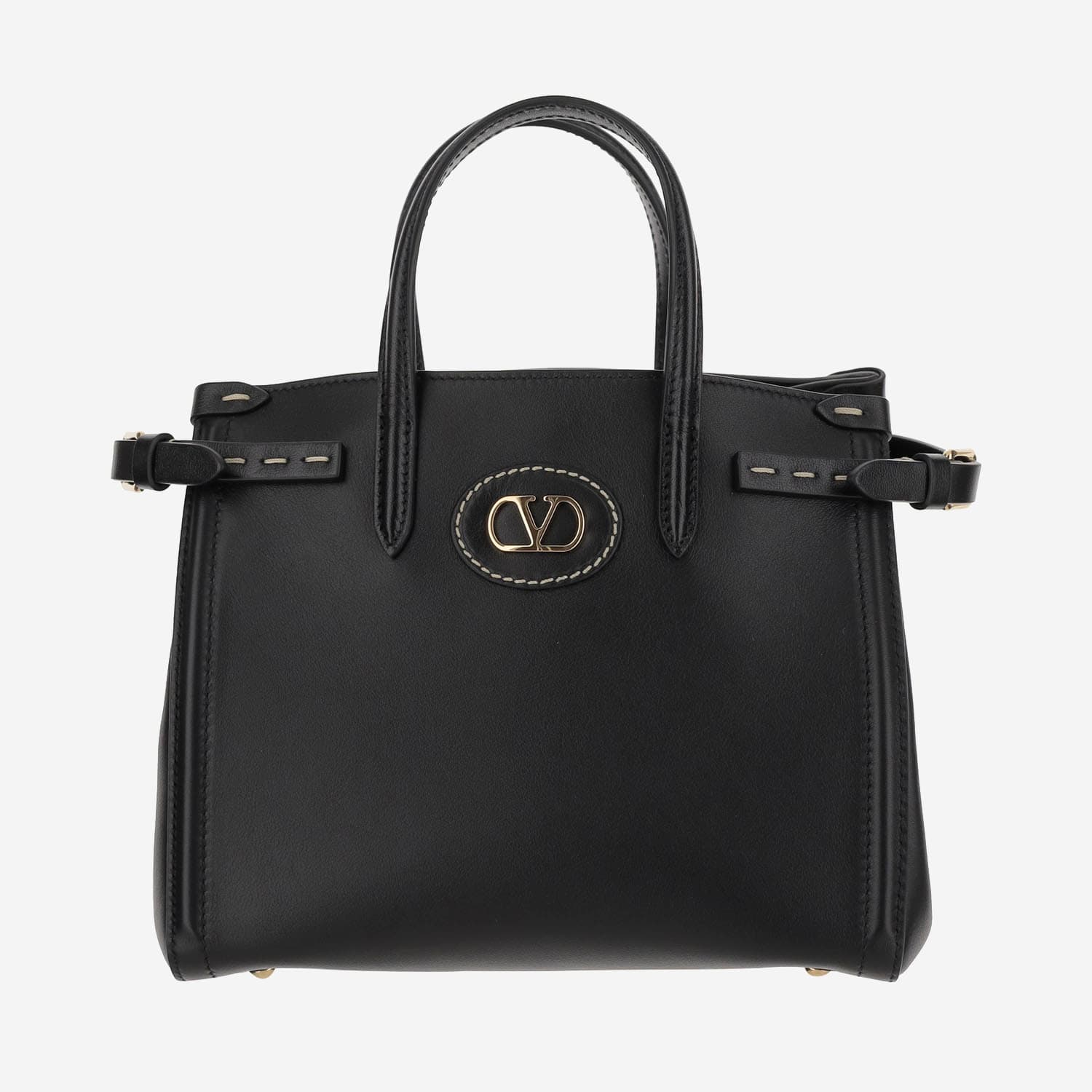 Valentino Garavani Black Leather Vlogo Handbag