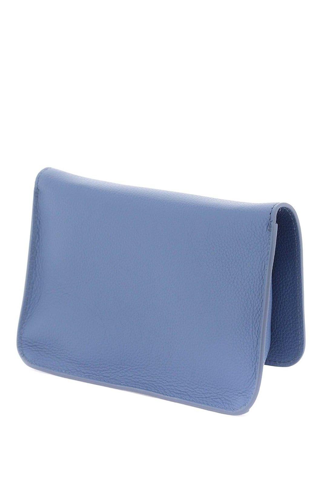 Shop Marni Logo Embroidered Foldover Top Shoulder Bag In Gnawed Blue
