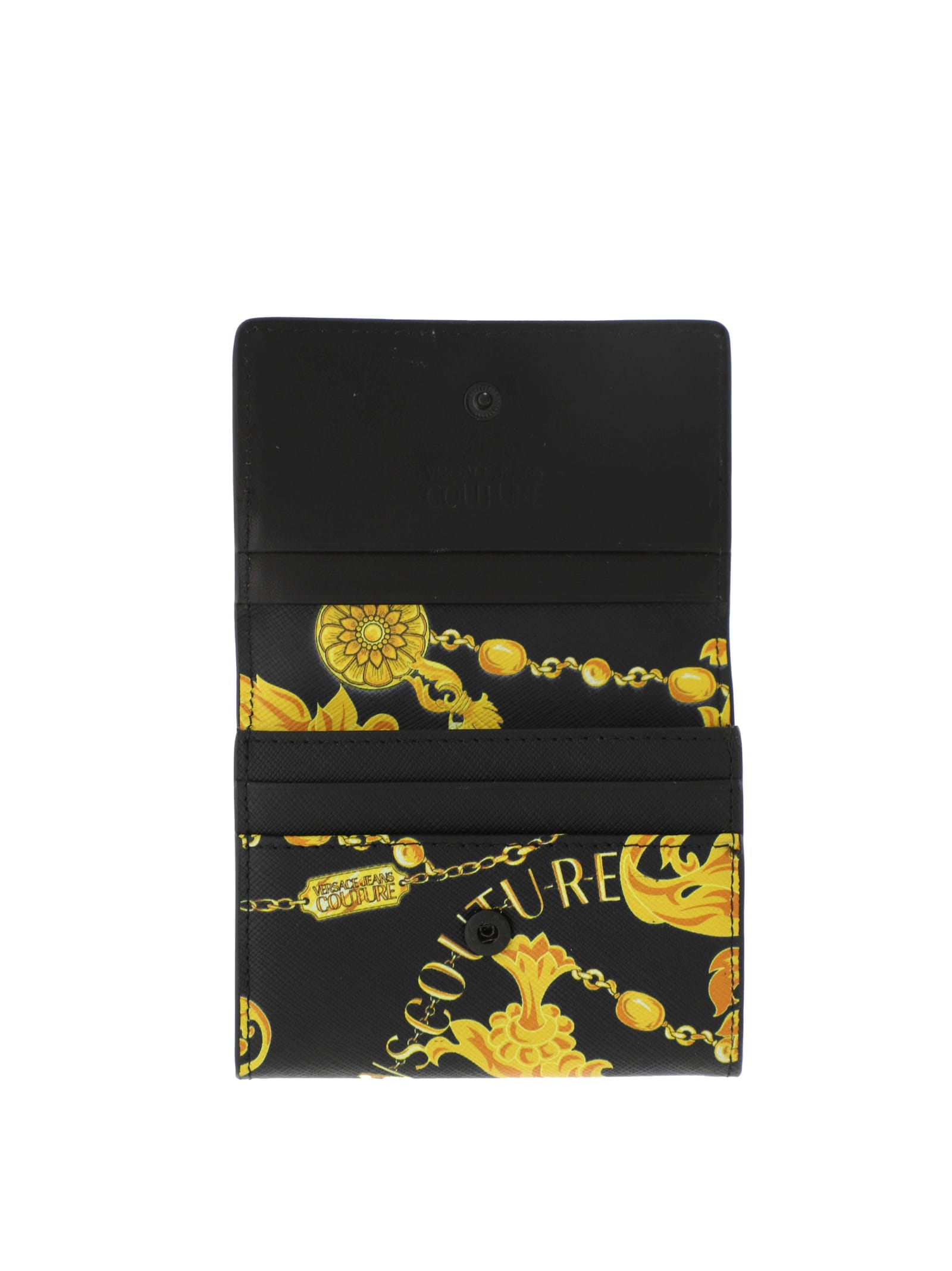 Versace Jeans Couture Man Wallet Black Size - Calfskin In Black