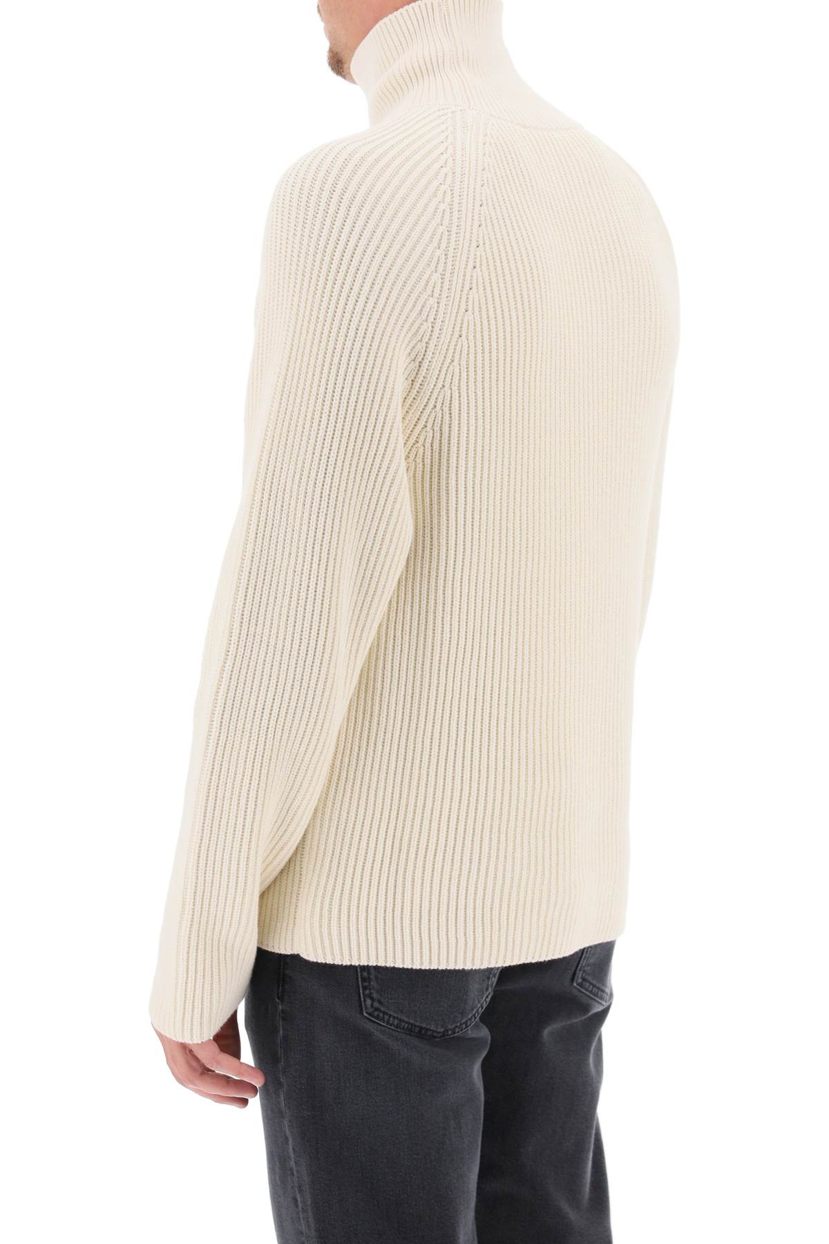 Shop Ami Alexandre Mattiussi Cotton-wool Crewneck Sweater In Ivory (white)