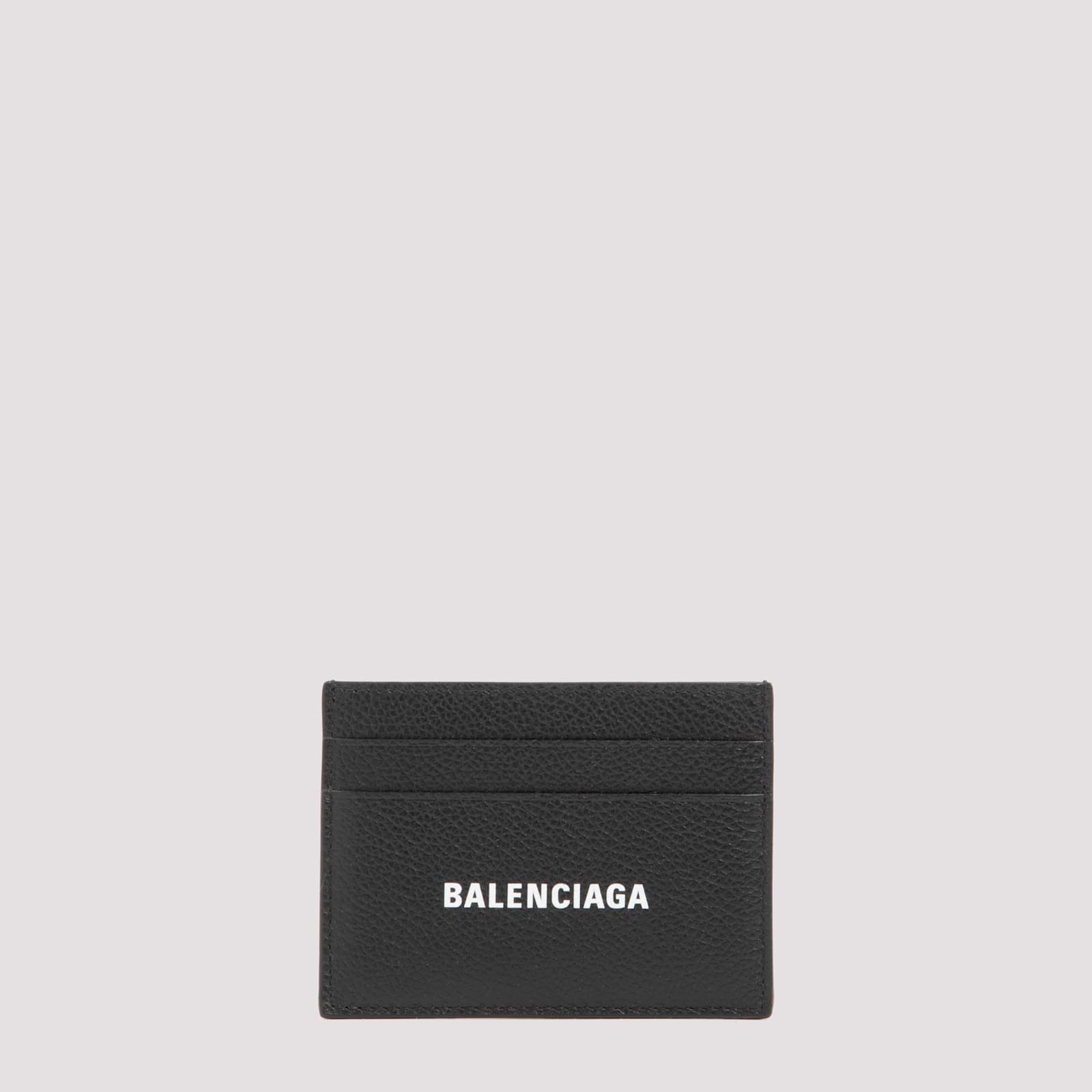 Balenciaga Logo-print Grained Leather Card Holder Accessories In Black