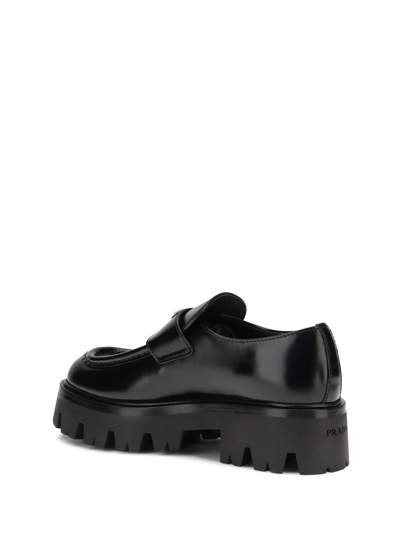 Prada Leather Monolith Loafers In Black