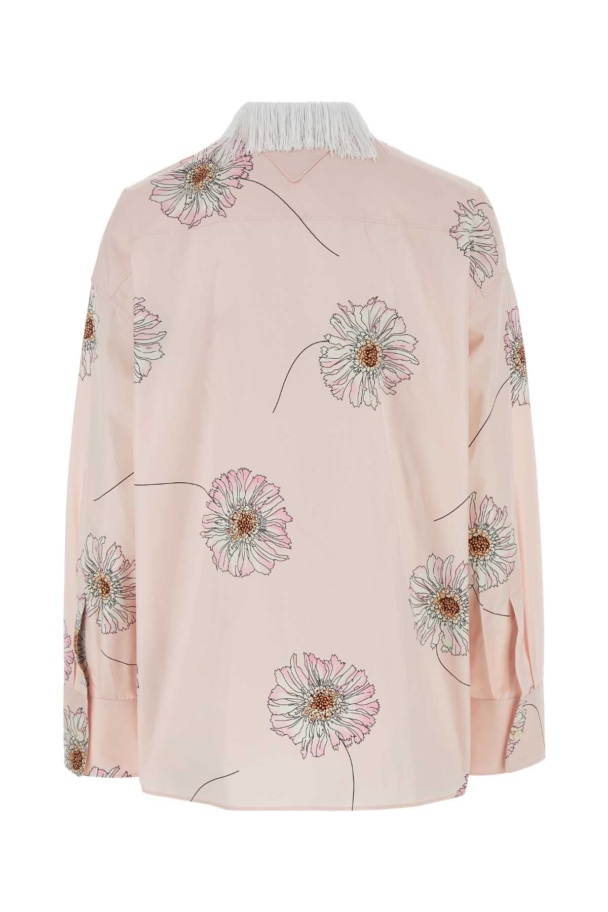 Shop Prada Printed Poplin Oversize Shirt In Pesco