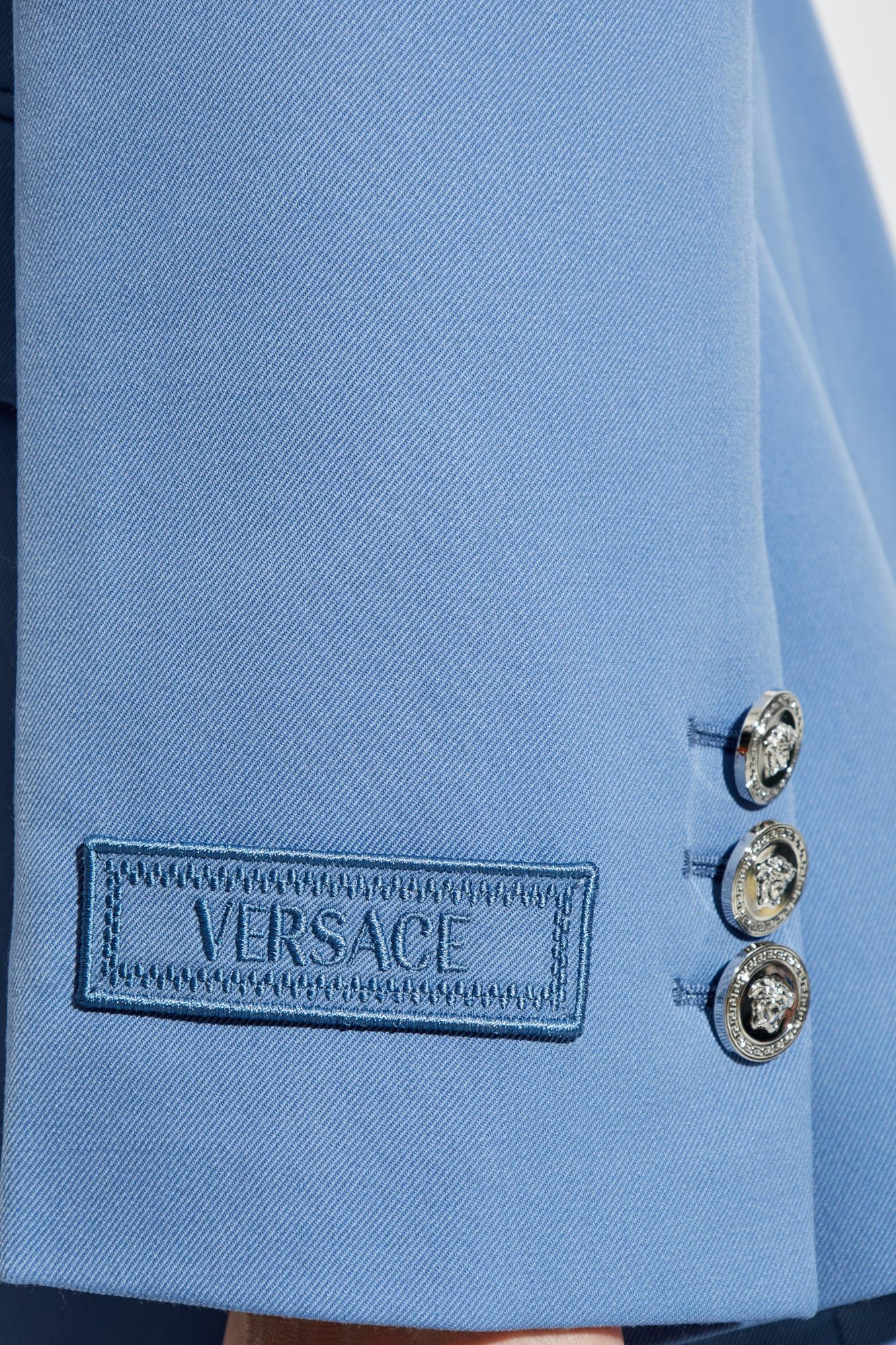 Versace Wool Blazer With Closed Lapels