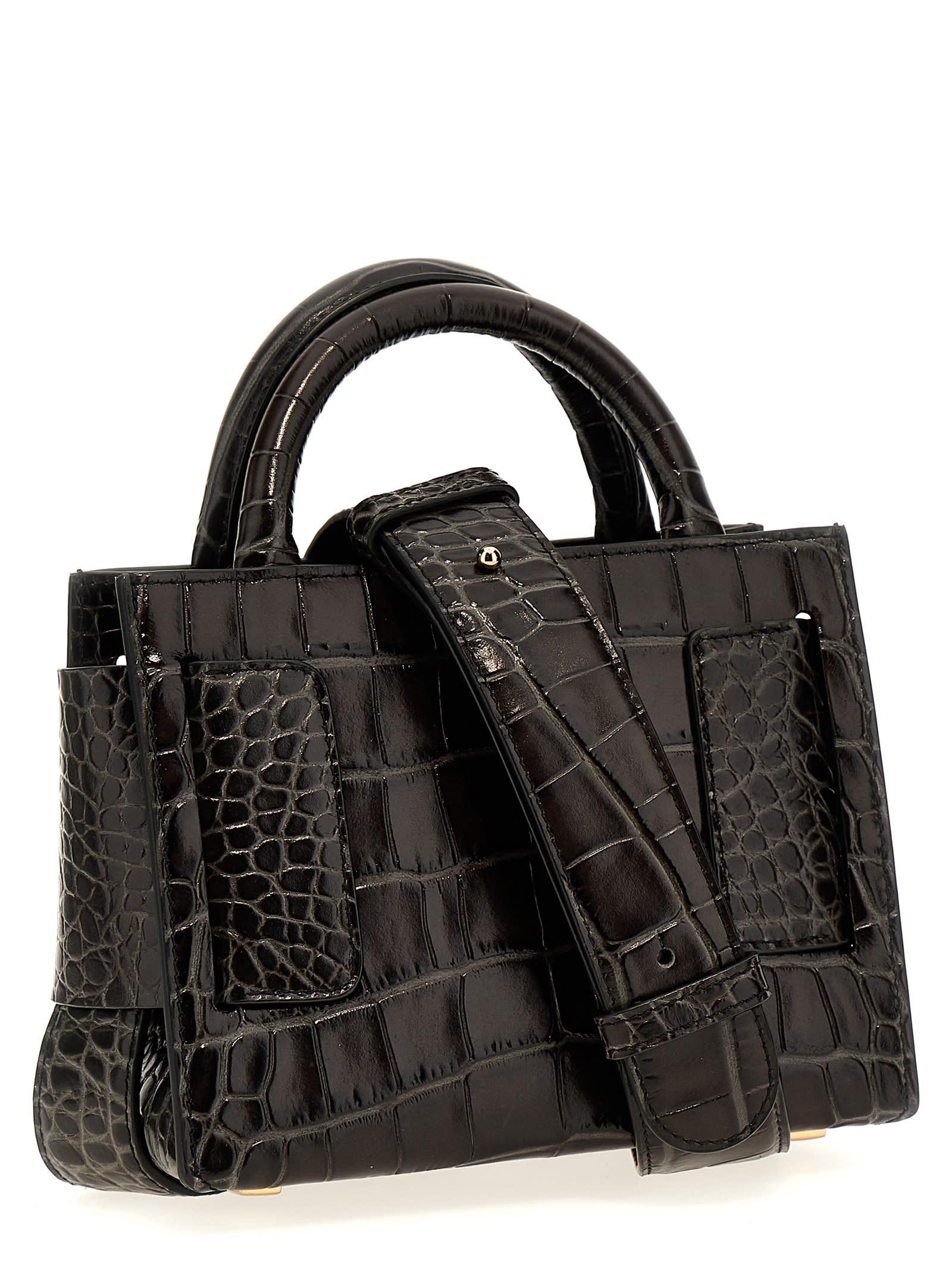Shop Boyy Bobby 18 Croc-embossed Handbag In Black