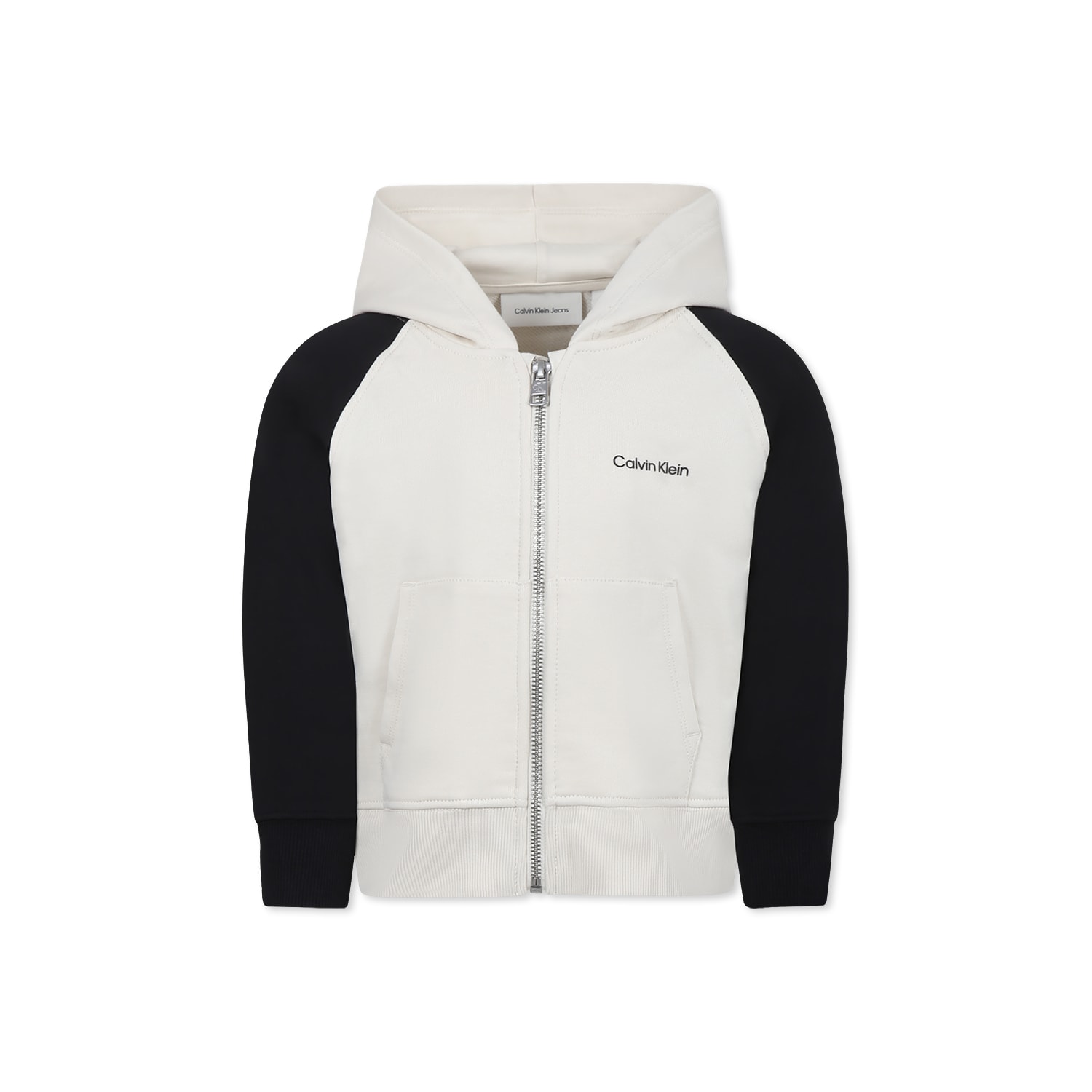 Calvin Klein Zippered Sweatshirt In Ivory