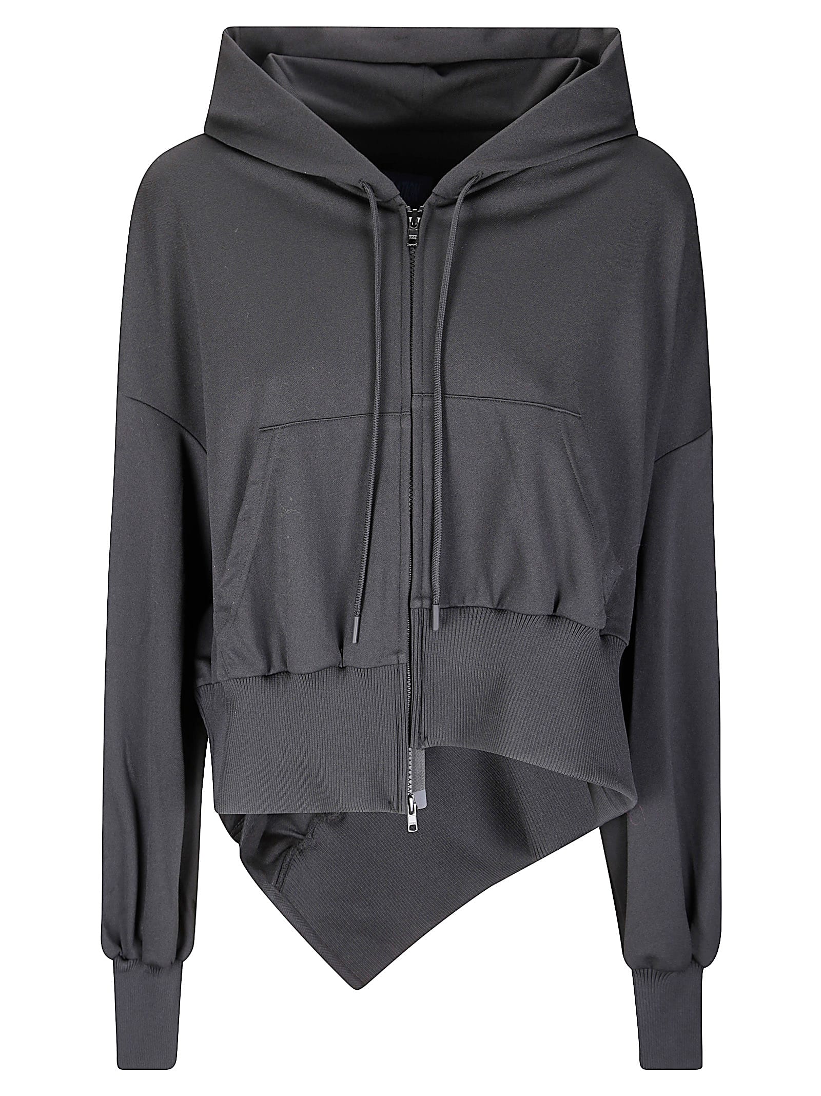 Yohji Yamamoto Unbalanced Zip-up Hoodie In Black