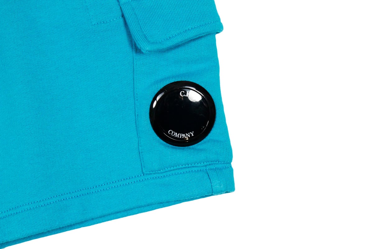 Shop C.p. Company Bermuda Shorts In Cotton Fleece With Drawstring At The Waist And Pocket With Lens On The Leg In Blu Royal