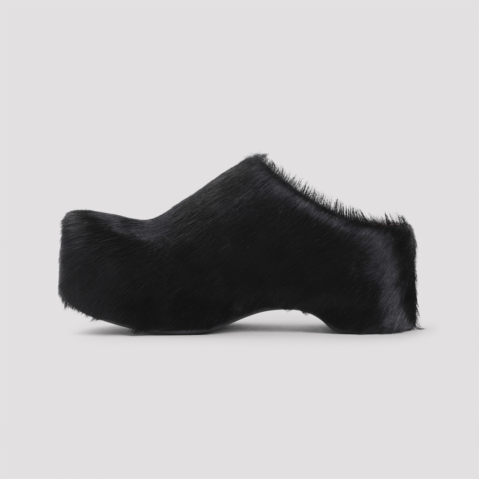 Shop Marni Calf Hair Sabot In Black