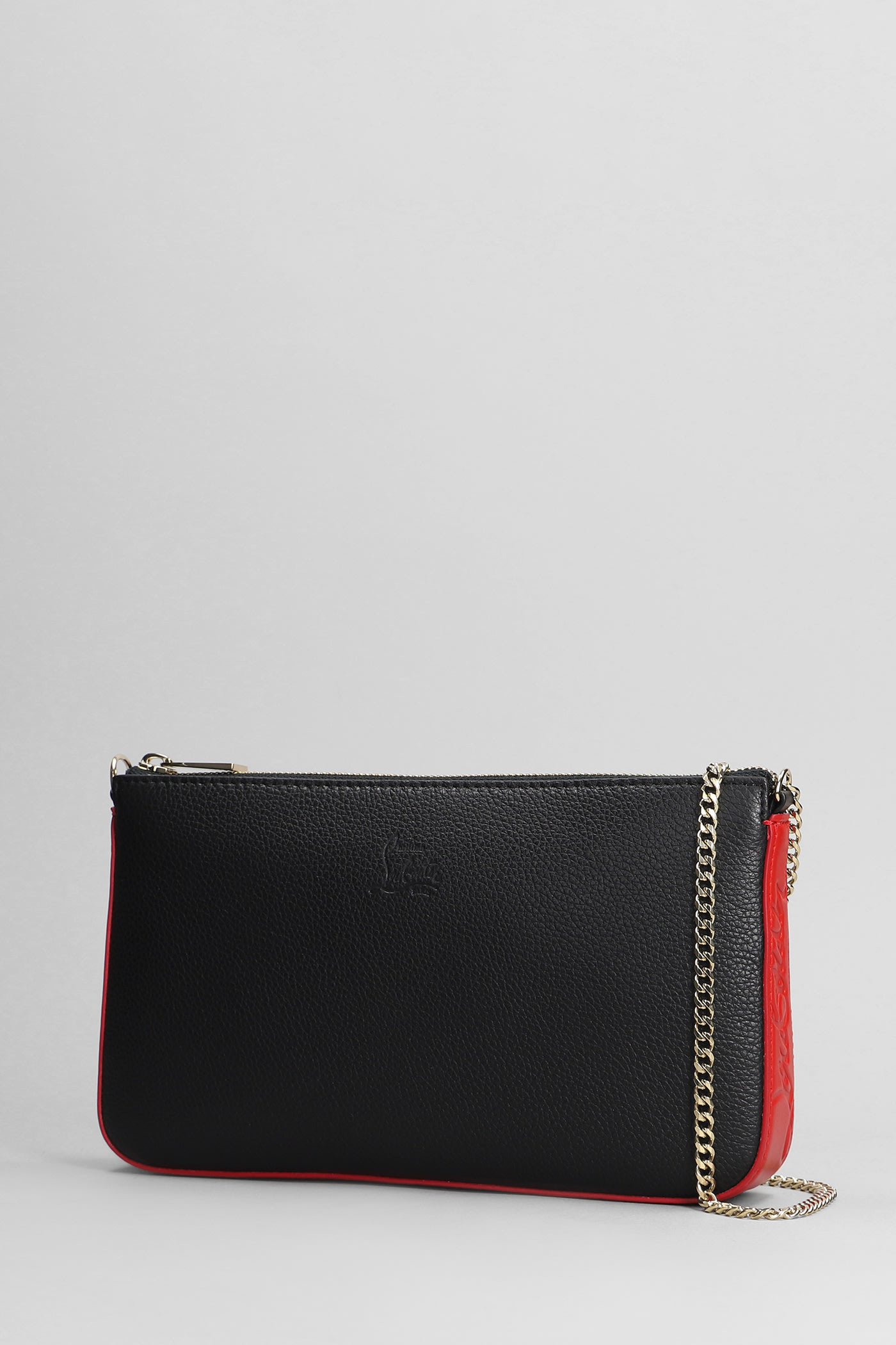 Christian Louboutin Loubila Rubber-trimmed Textured-leather Shoulder Bag In Black