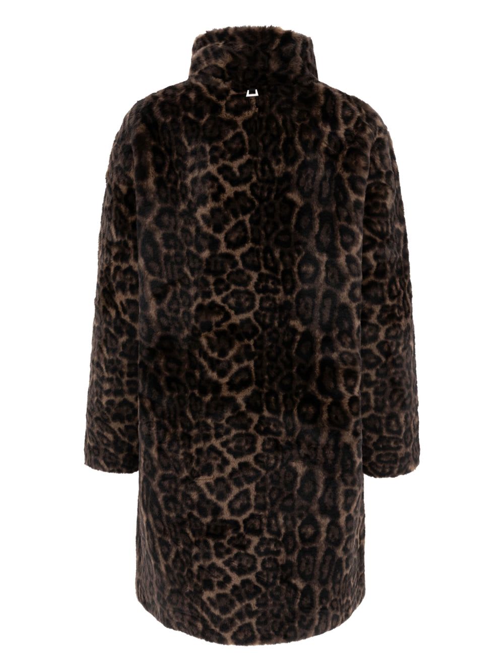 Apparis Blair Dark Leopard Mid-length Coat In Brown