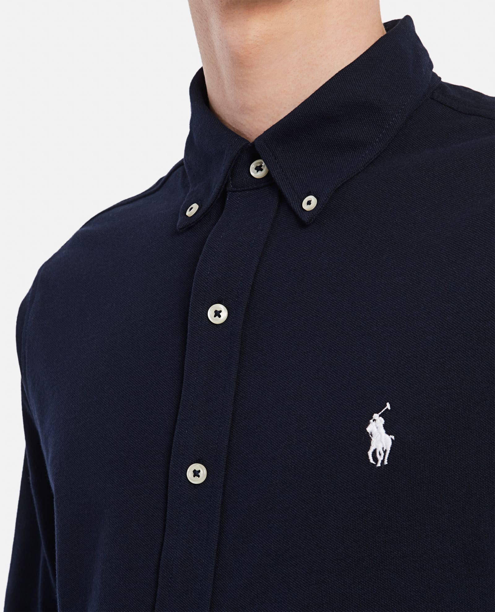 Shop Polo Ralph Lauren Long Sleeve Knit Shirt In Blu