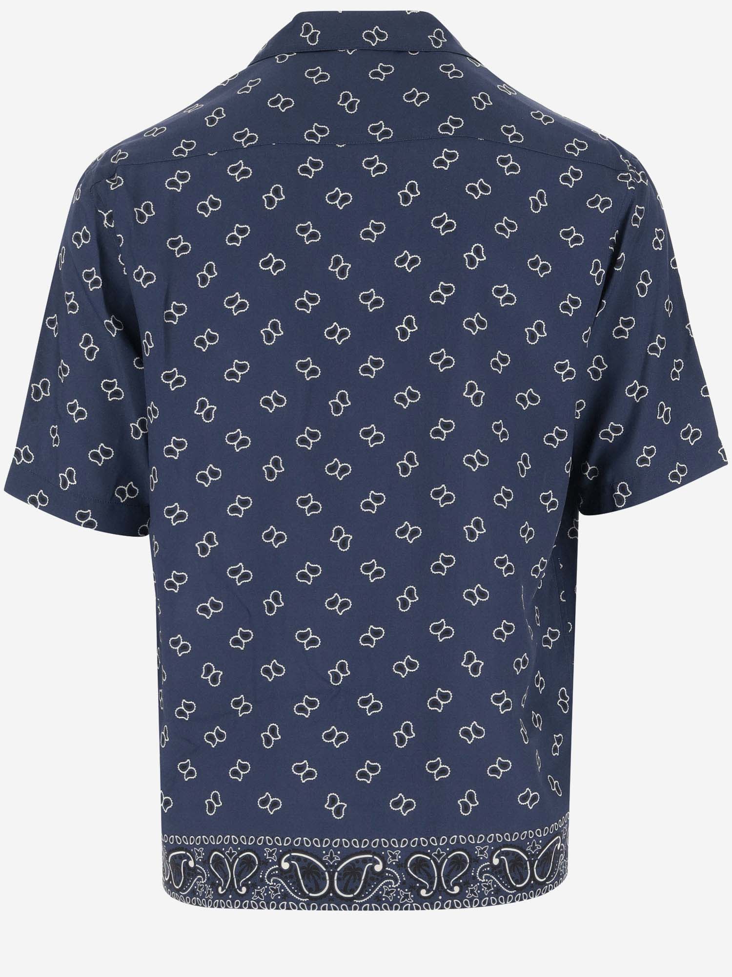 Shop Palm Angels Bandana Print Viscose Shirt In Blue