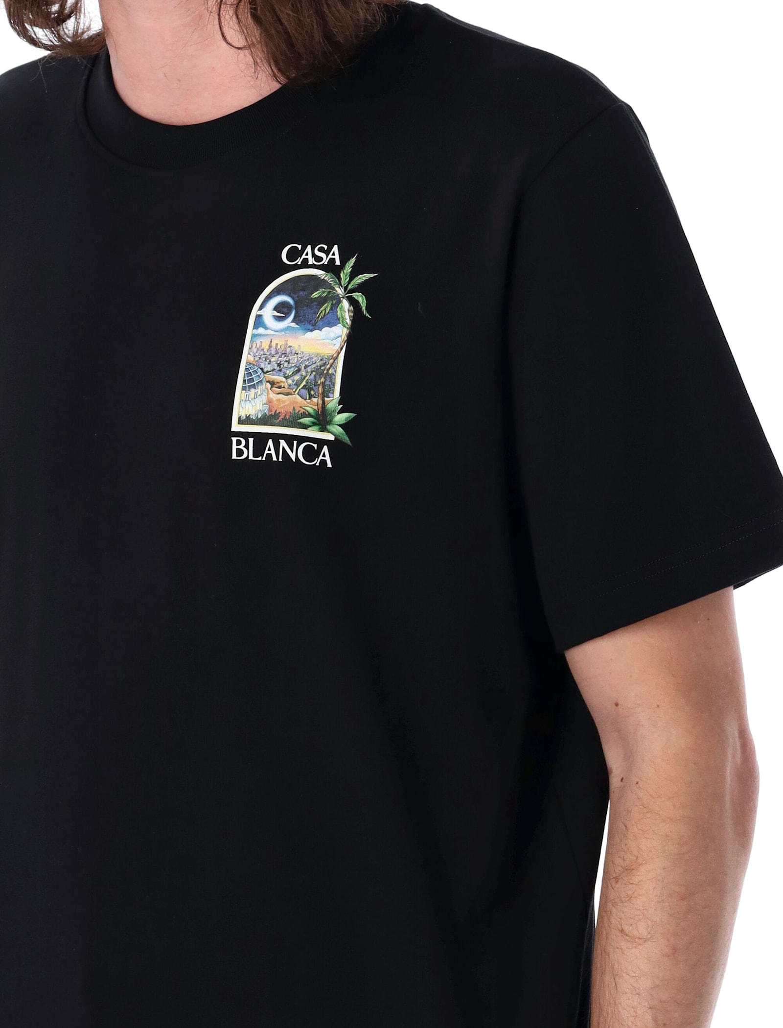 Casablanca La Night Oversized Logo-print Organic Cotton-jersey T-shirt In Lanight