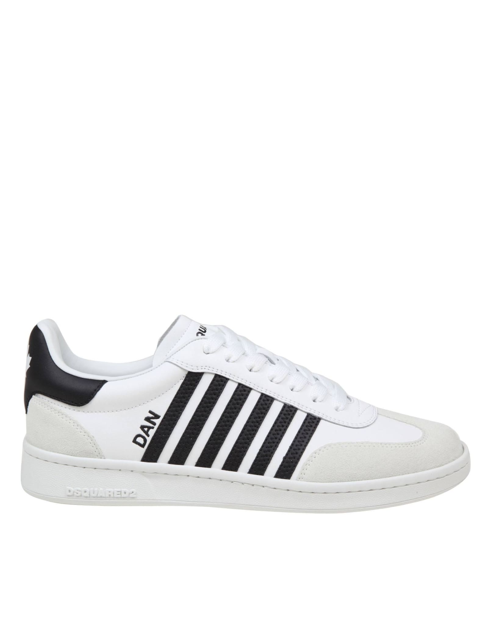 White/black Leather Boxer Sneakers