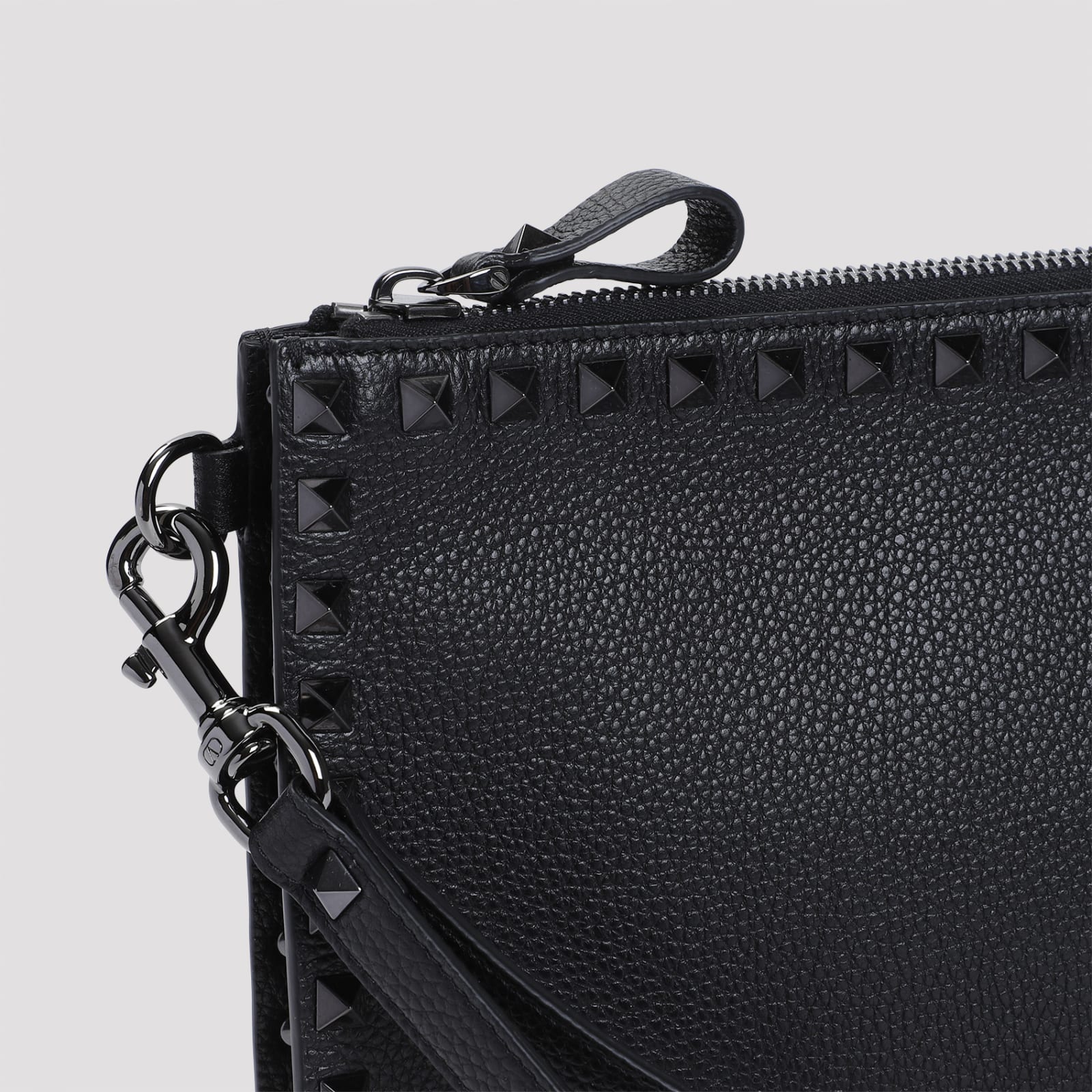 Shop Valentino Handle Flat Pouch In No Nero