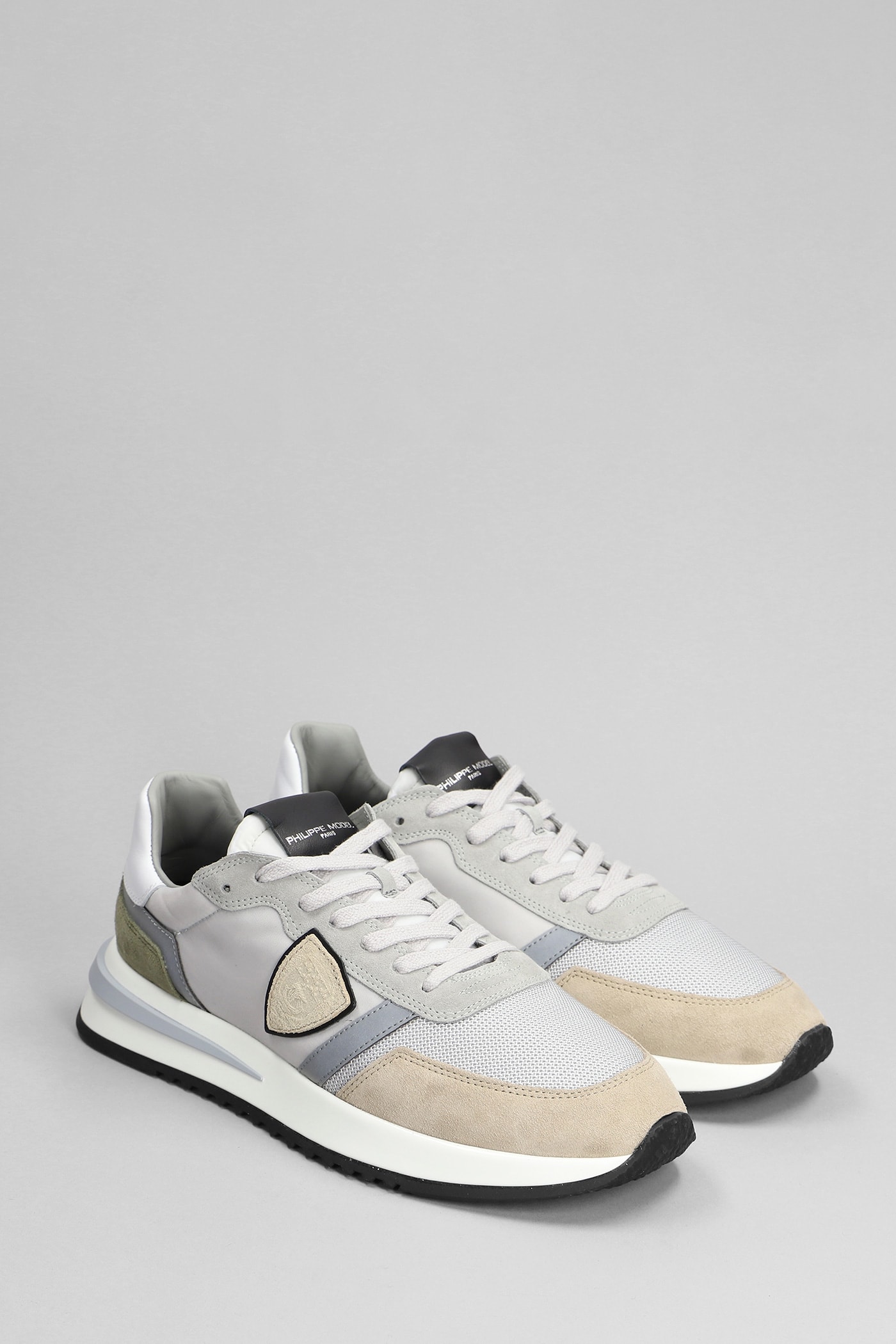 Shop Philippe Model Tropez 2.1 Sneakers In Grey Suede And Fabric