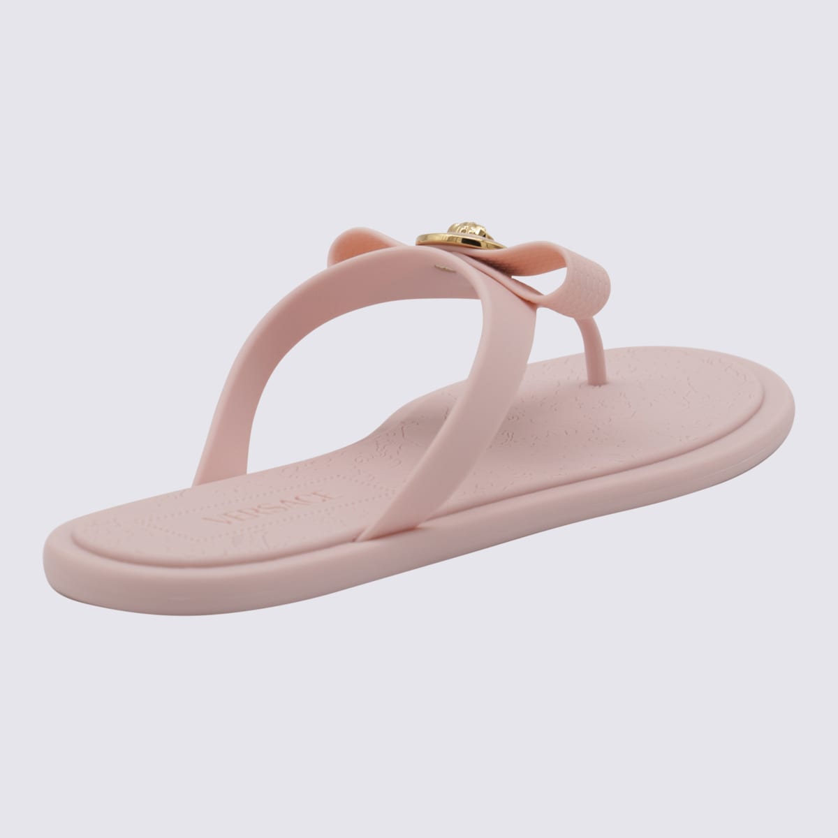 Shop Versace Pink Flats In Dusty Rose-oro