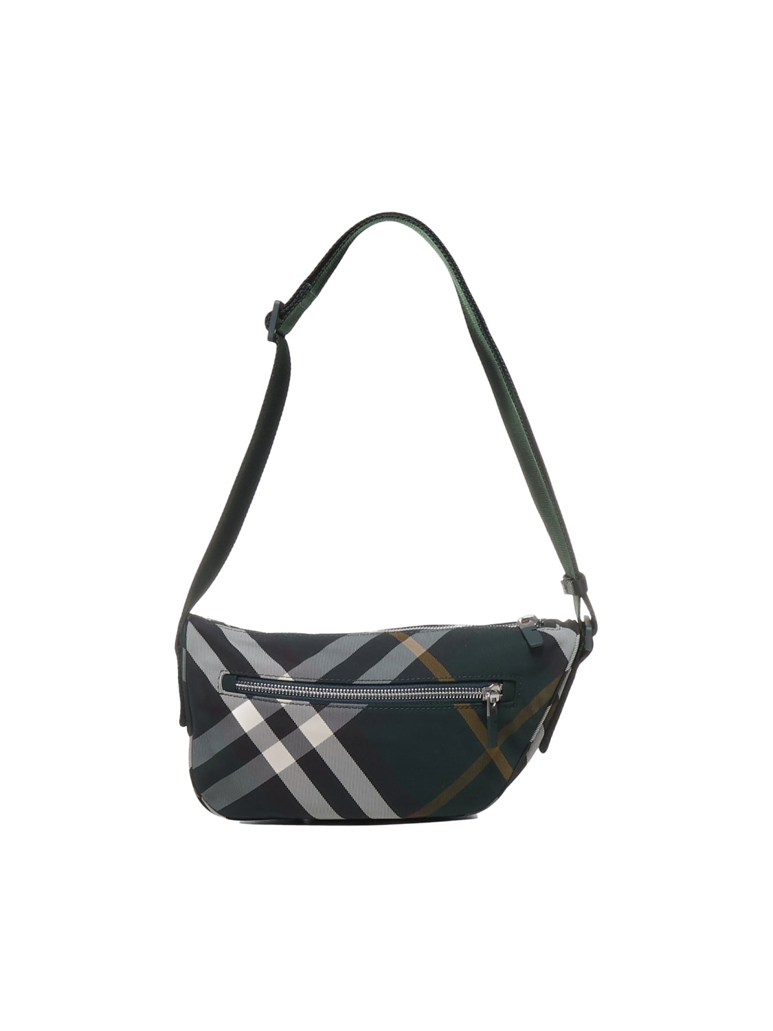 Shop Burberry Check Pouch Bag In Green