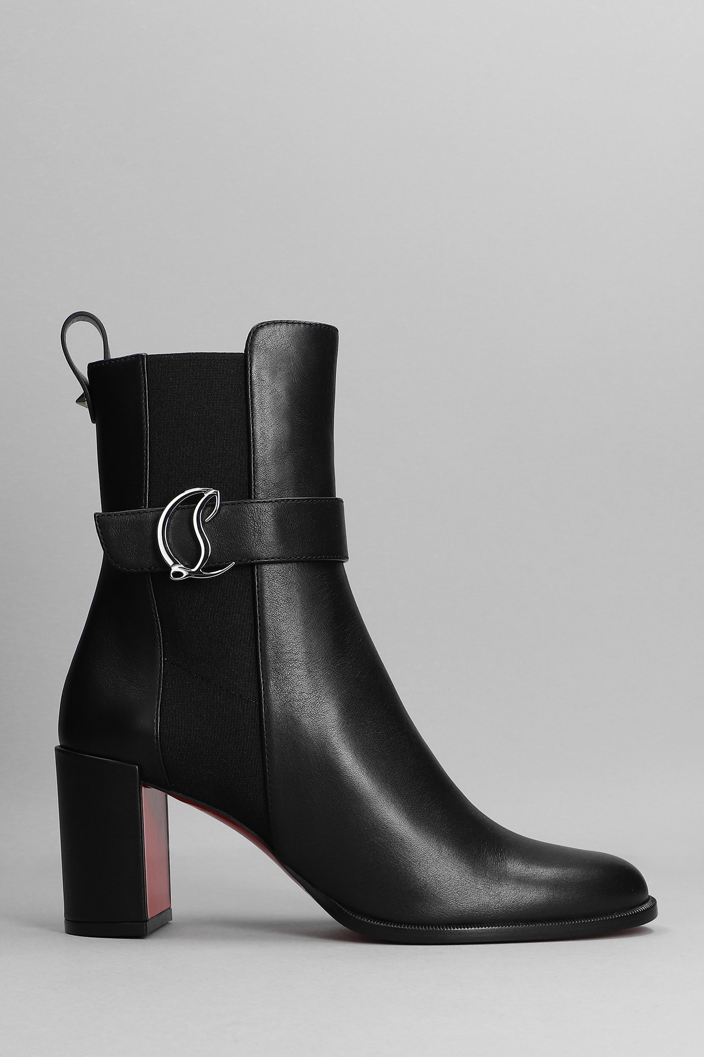 Christian Louboutin Chelsea Booty 70 High Heels Ankle Boots In Black Leather