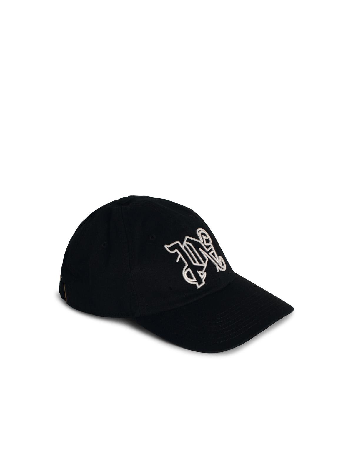 Shop Palm Angels Black Cotton Cap In Black White