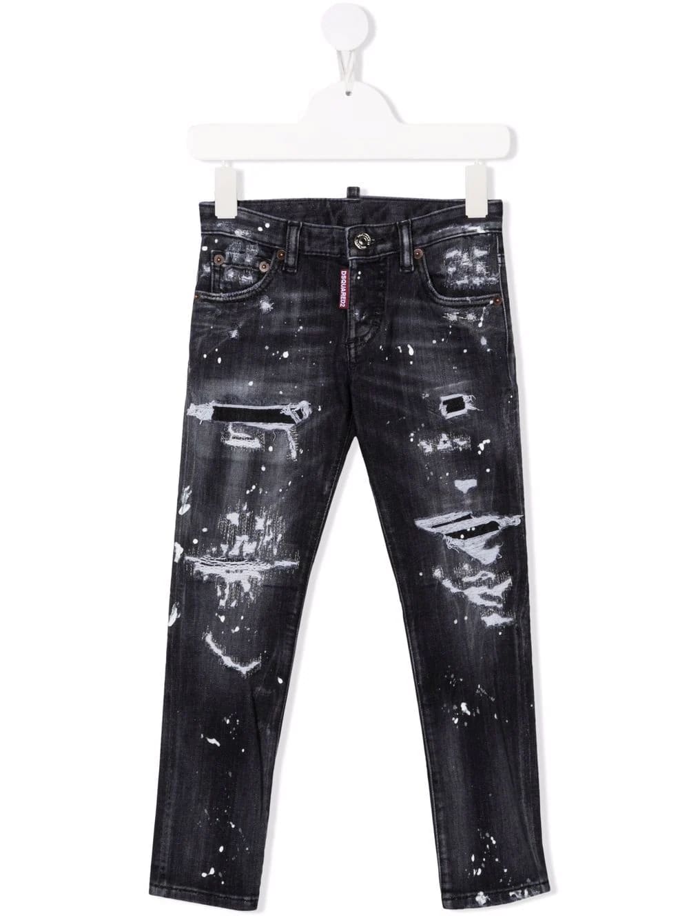 Dsquared2 Ripped Black Kids Jeans