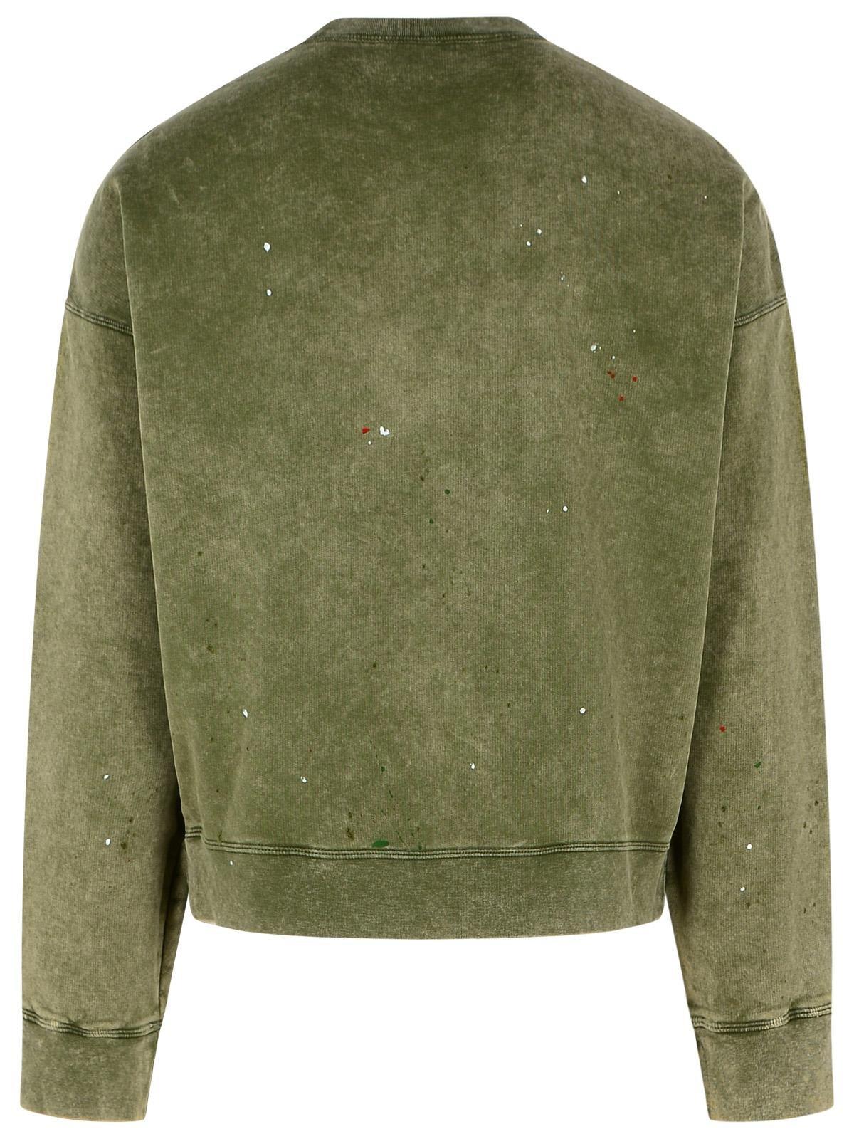 Dsquared2 Relaxed Fit Crew Neck Sweater With Distressed Detailing In Green