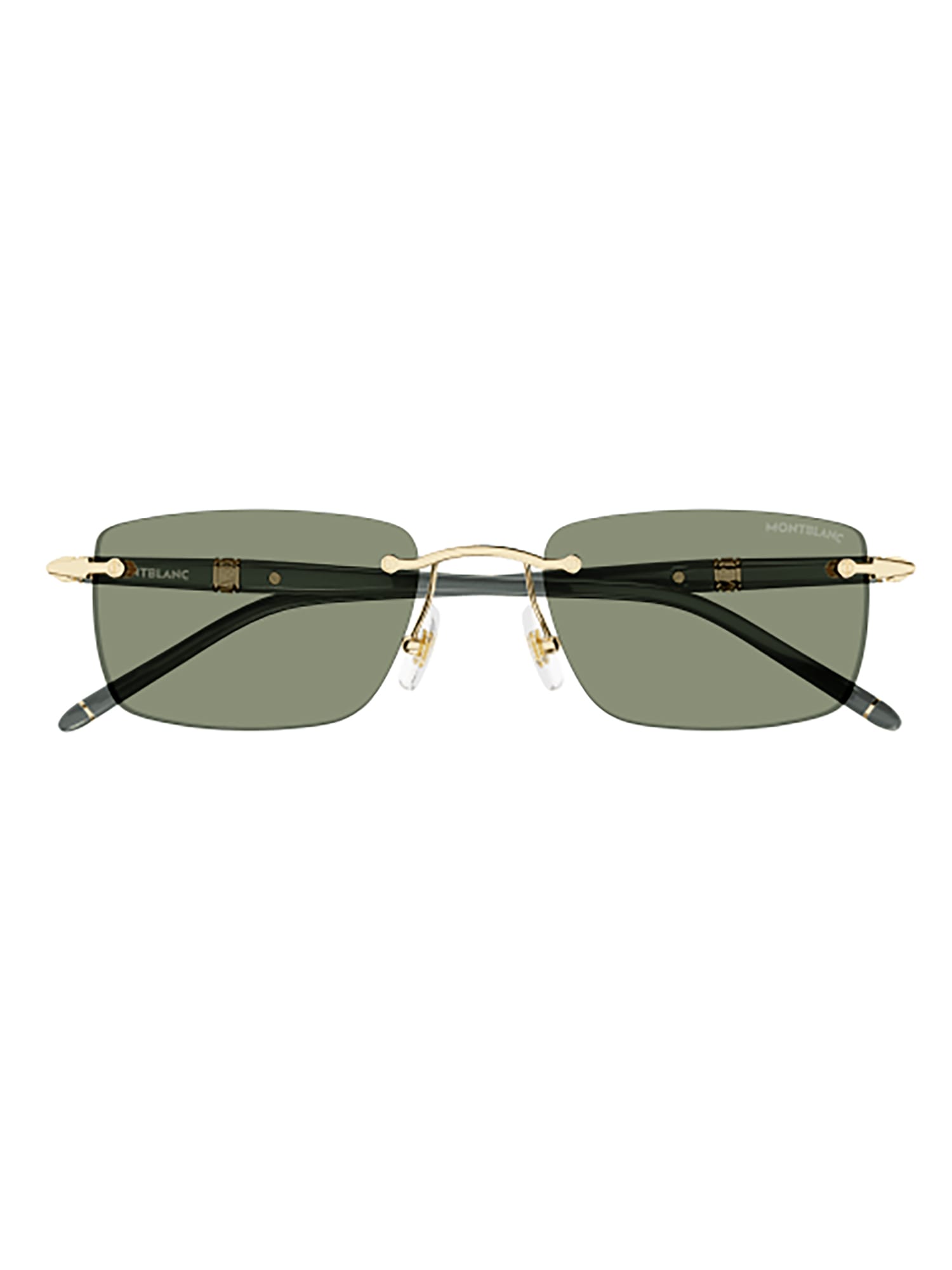 Shop Montblanc Mb0344s Sunglasses In Gold Grey Green