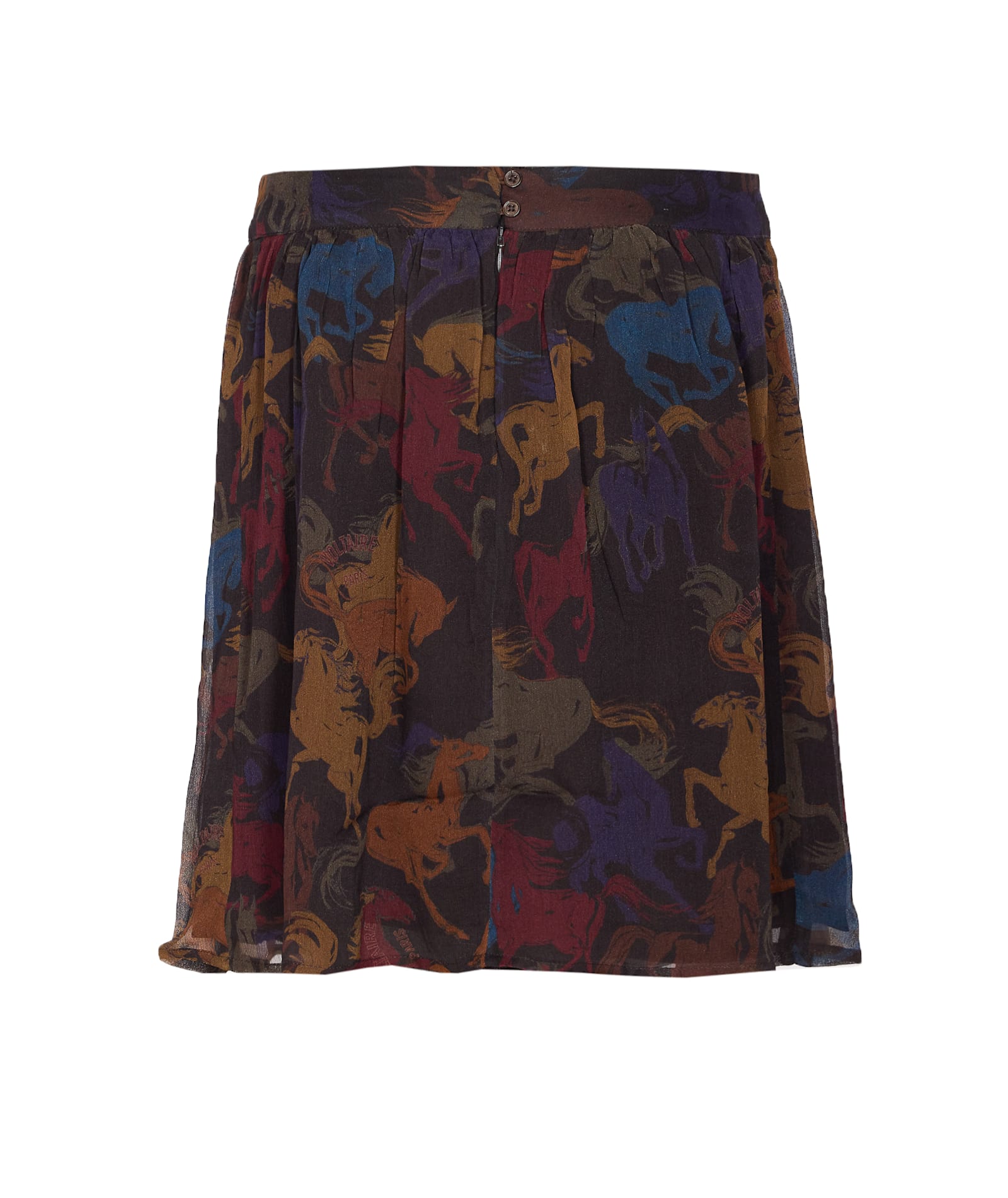 Zadig & Voltaire Jadys Mousseline Horses Skirt In Brown