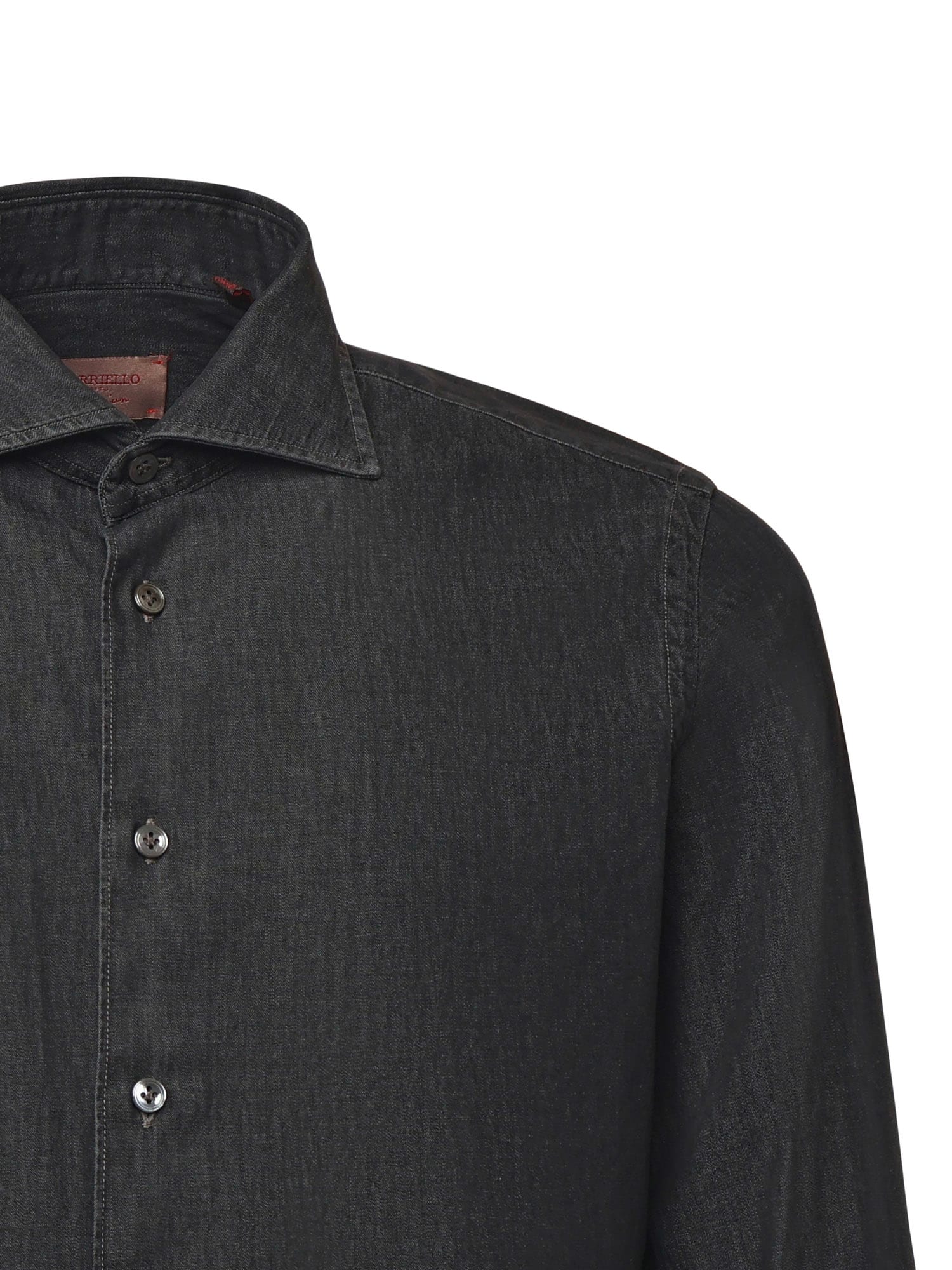 Borriello Napoli Cotton Denim Shirt In Black