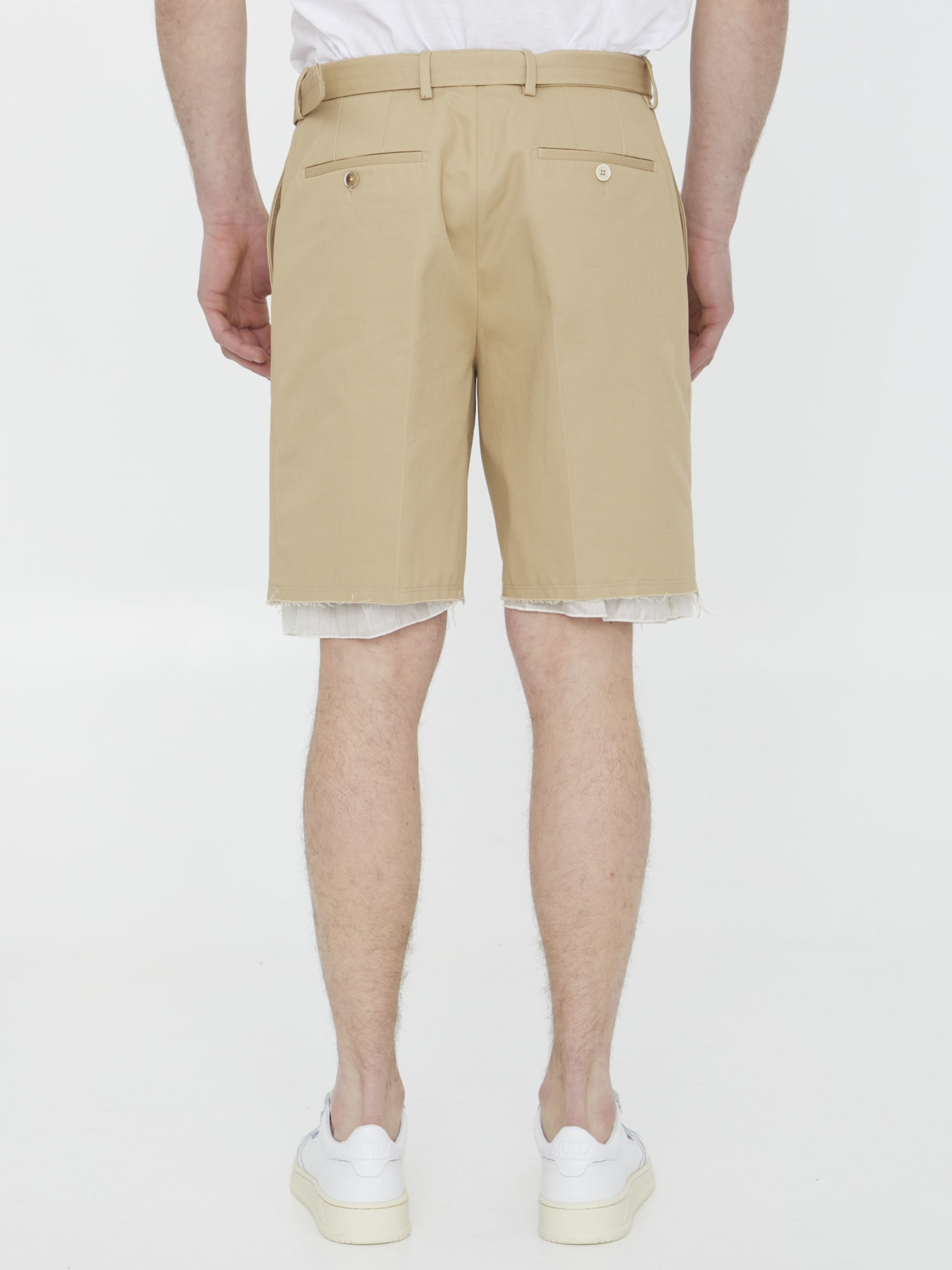 Shop Lanvin Tailored Bermuda Shorts In Beige