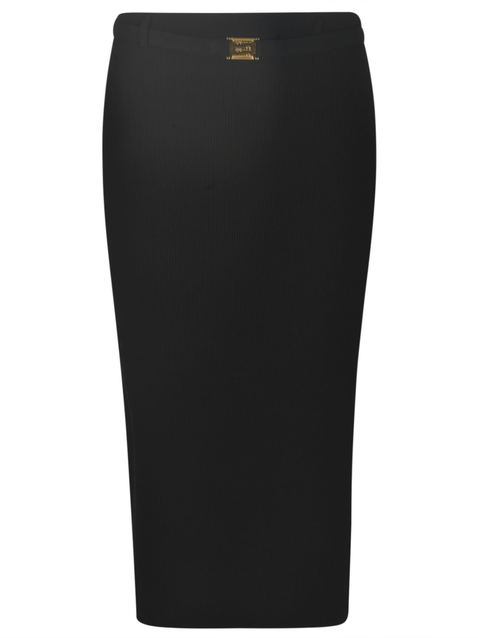 Shop Miu Miu Ribbed Skirt In Black